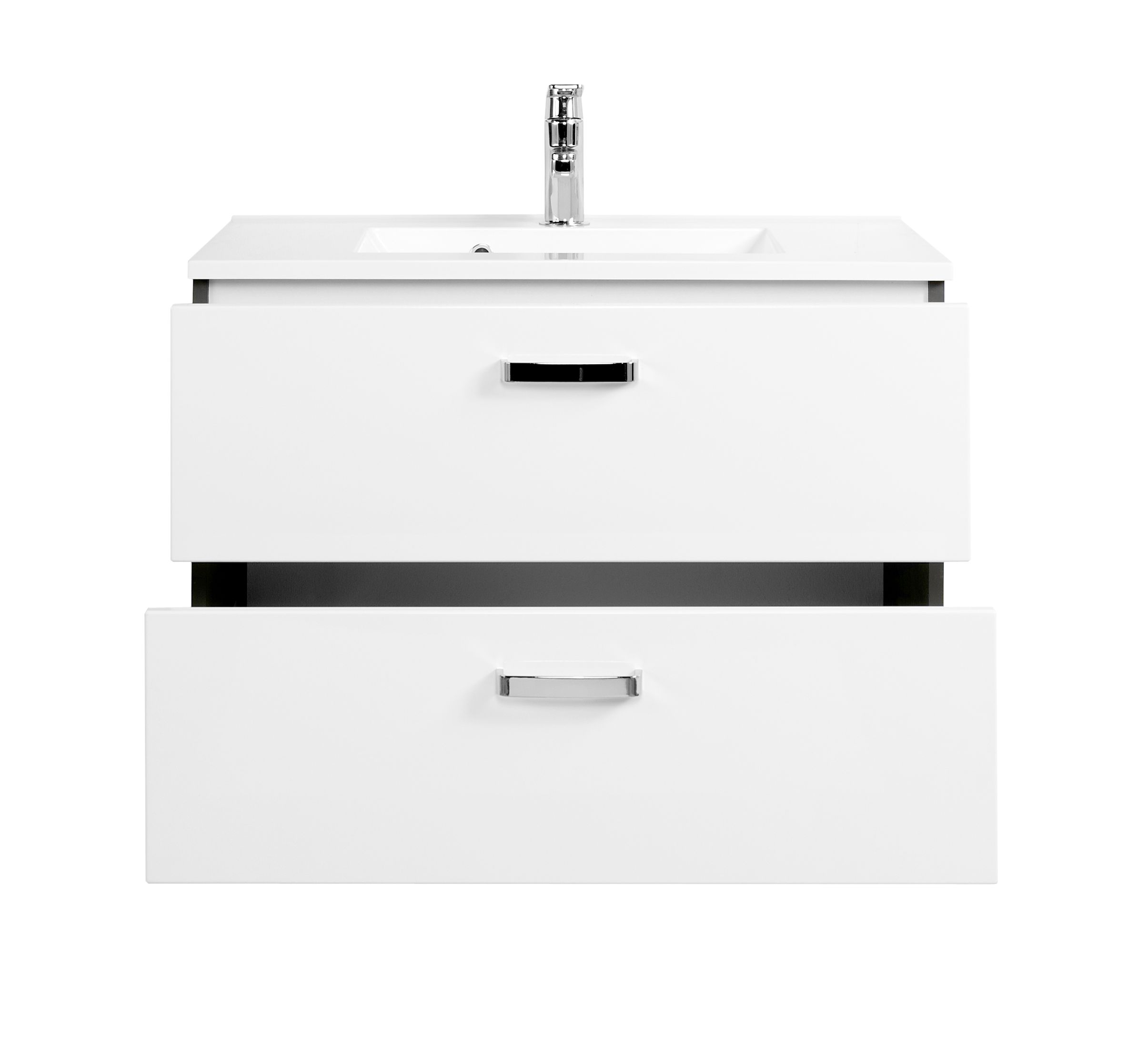 Meuble vasque Bobbi 80cm 2 tiroirs - graphite/blanc brillant - Image 6