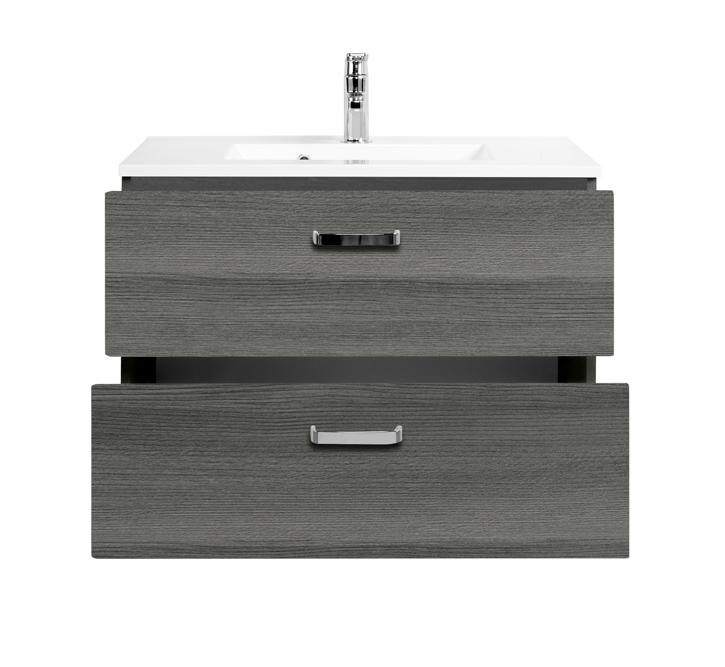 Meuble vasque Bobbi 80cm 2 tiroirs - graphite/chêne gris - Image 7