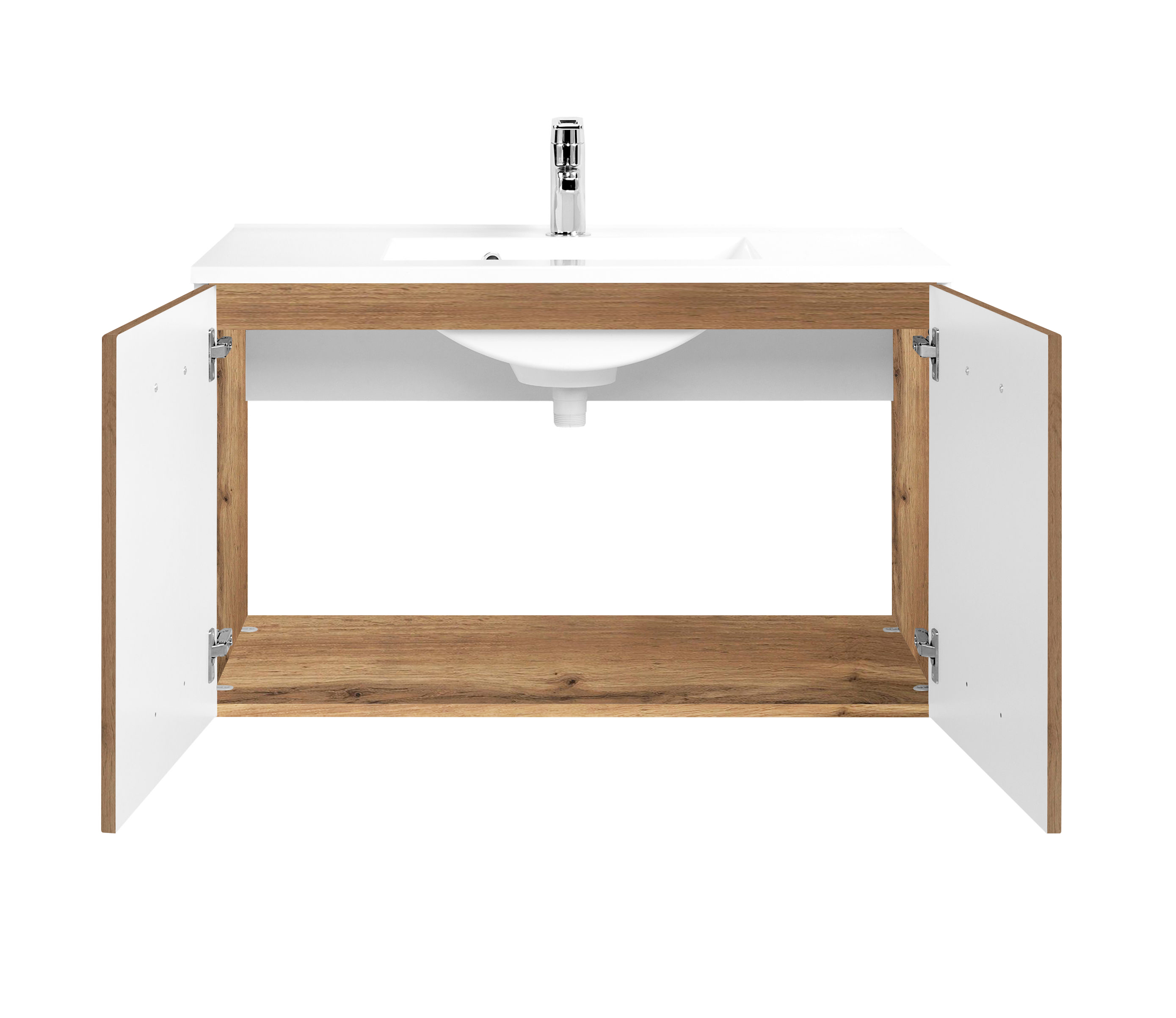 Meuble vasque Bobbi 90cm 2 portes - chêne - Image 4