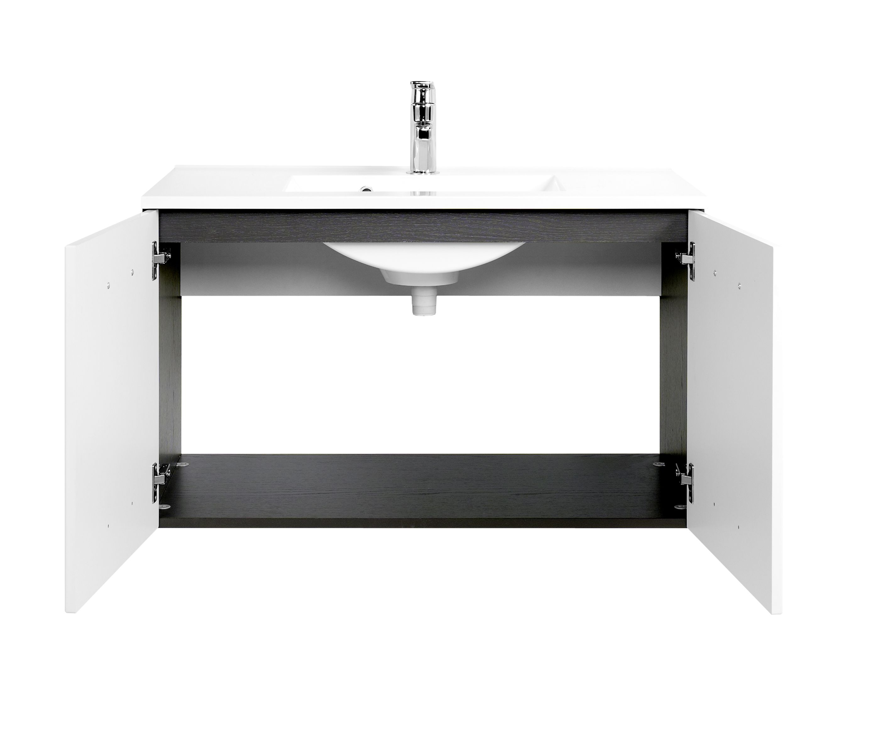 Meuble vasque Bobbi 90cm 2 portes - graphite/blanc brillant - Image 4
