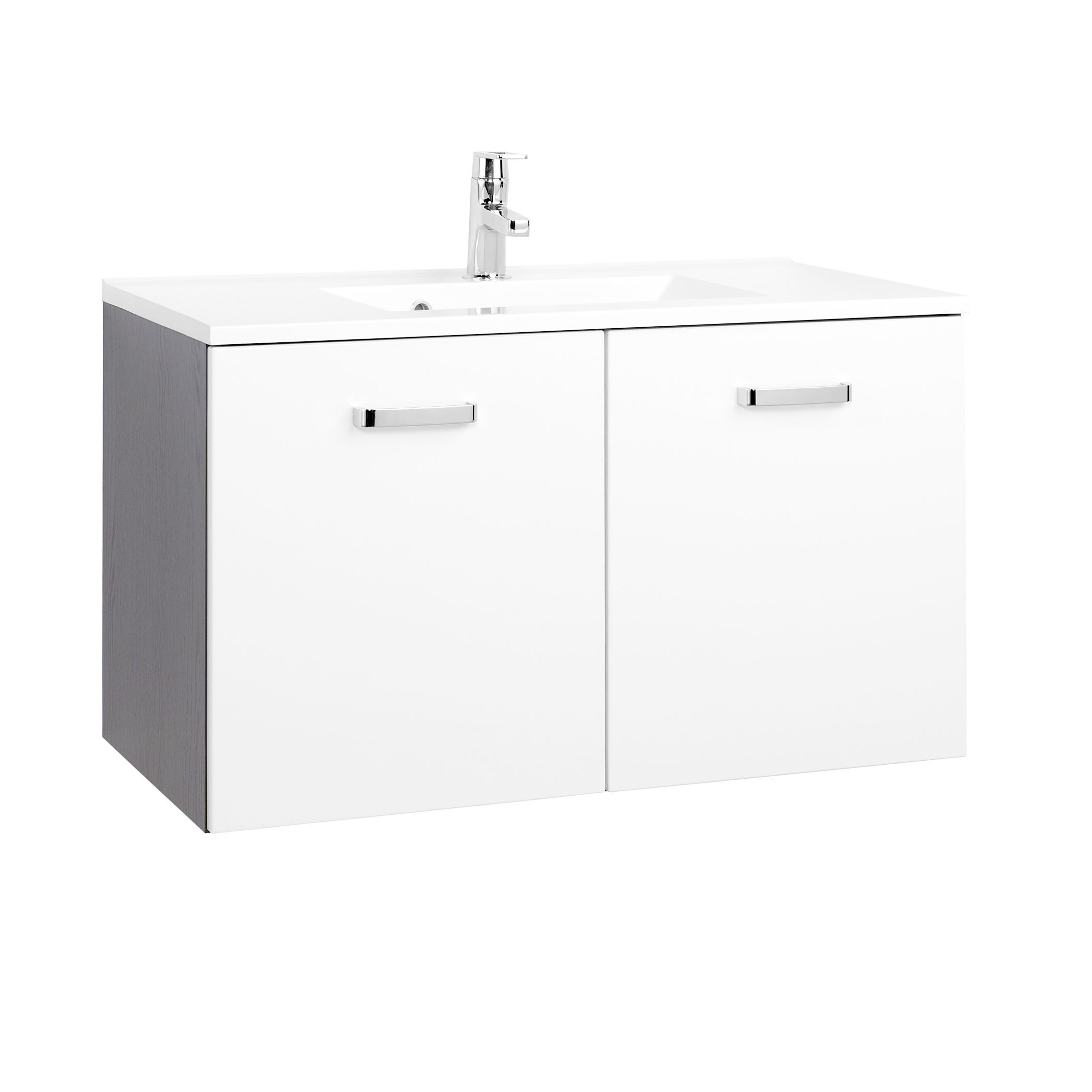 Meuble vasque Bobbi 90cm 2 portes - graphite/blanc brillant