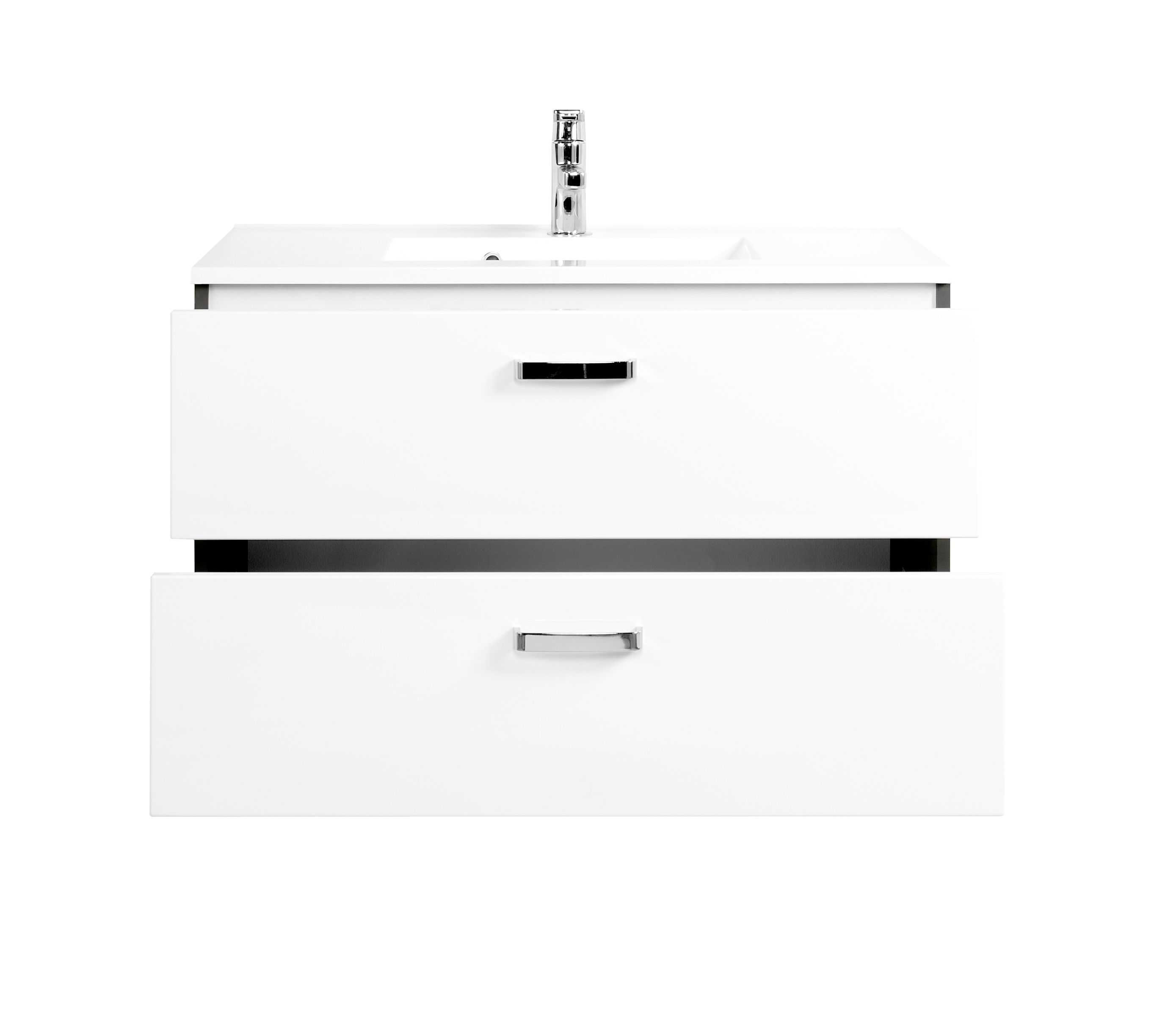 Meuble vasque Bobbi 90cm 2 tiroirs - graphite/blanc brillant - Image 6