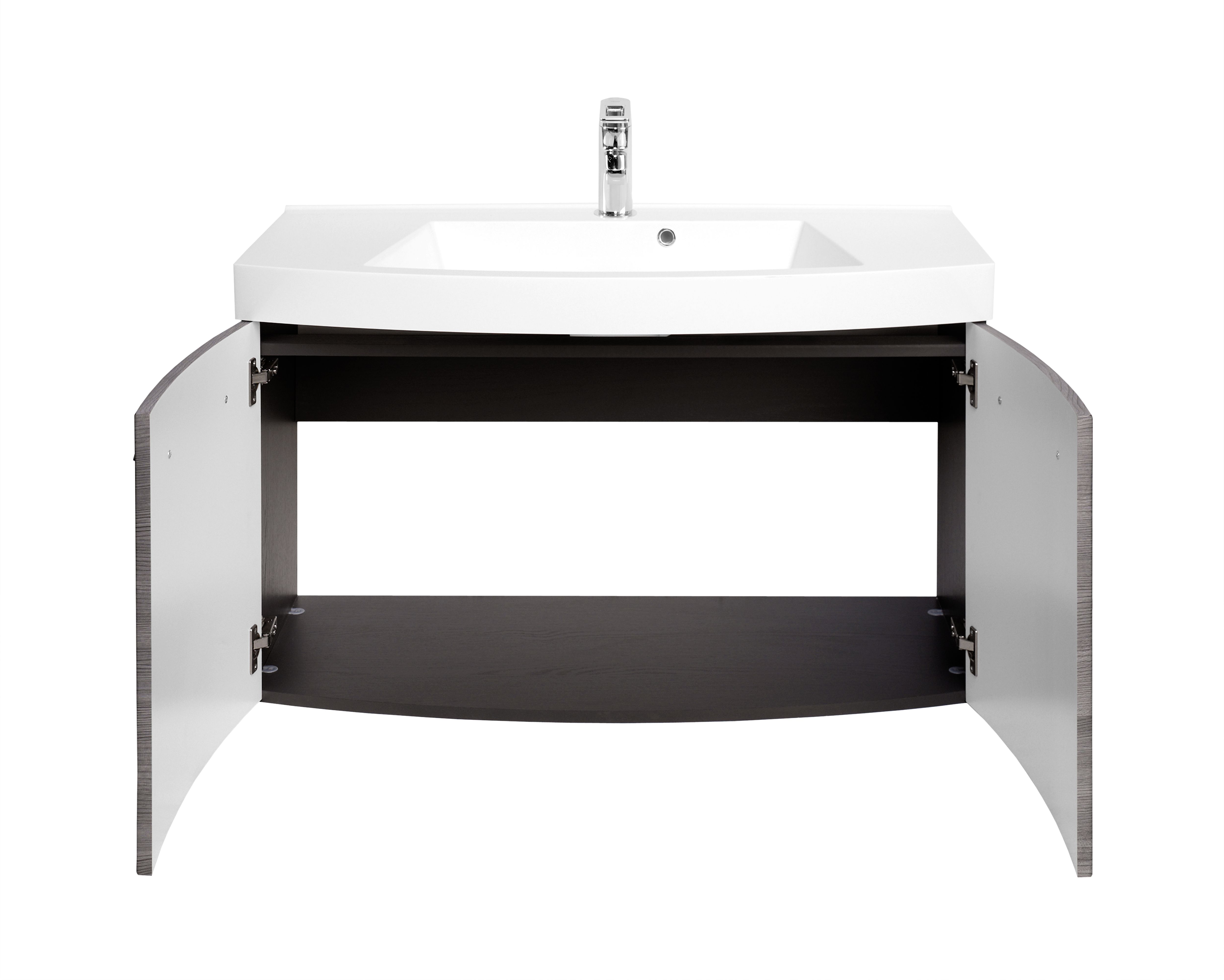 Meuble vasque Florent courbé 100cm 2 portes - graphite/chêne gris - Image 5