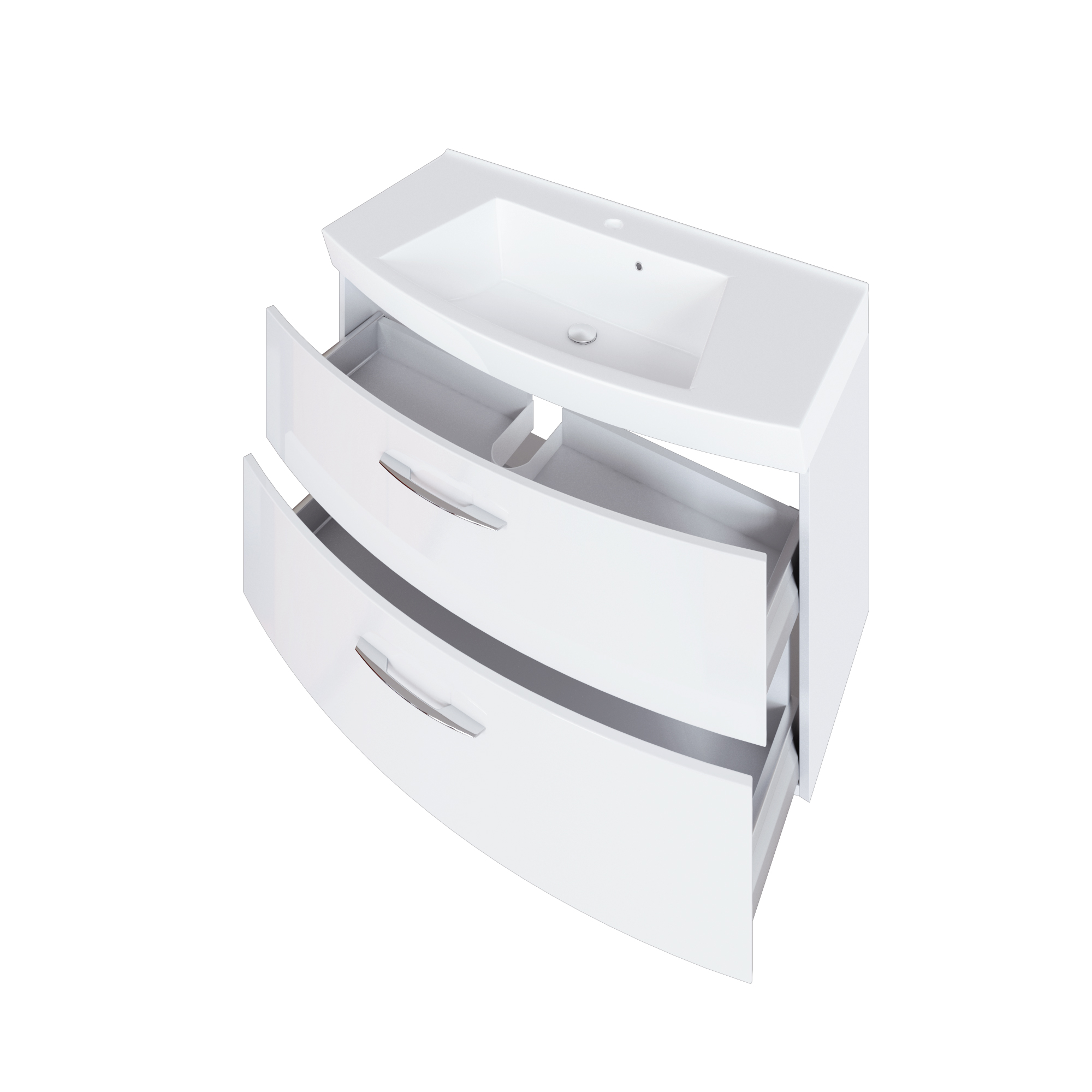 Meuble vasque Florent courbé 100cm 2 tiroirs - blanc - Image 4