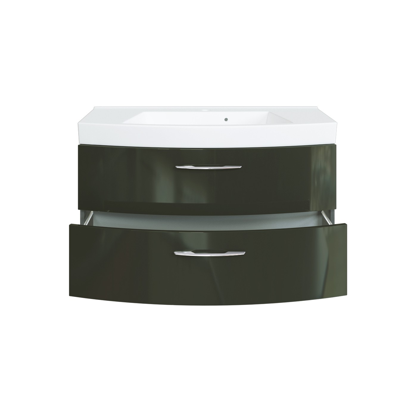 Meuble vasque Florent courbé 100cm 2 tiroirs - graphite/gris brillant - Image 5