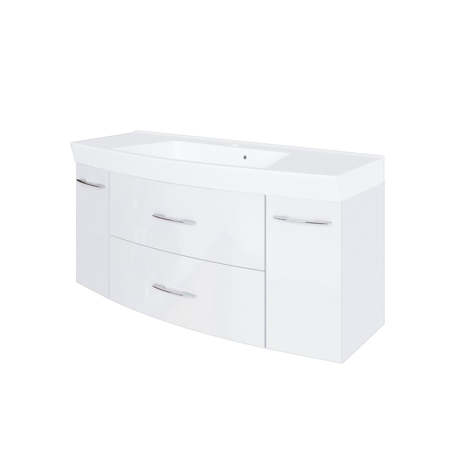 Meuble vasque Florent courbé 120cm 2 tiroirs & 2 portes - blanc - Image 3