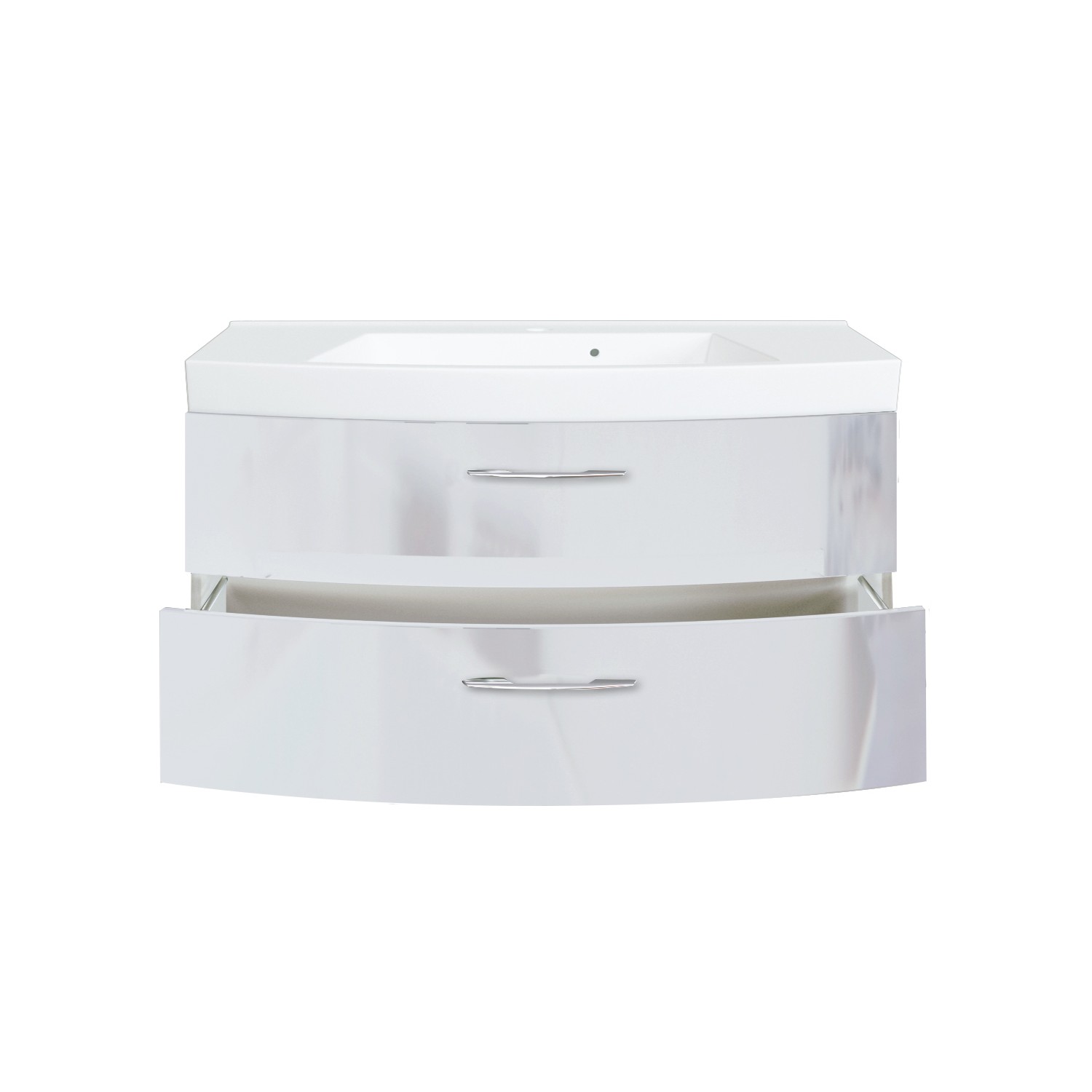 Meuble vasque Florent courbé 120cm 2 tiroirs - blanc - Image 5