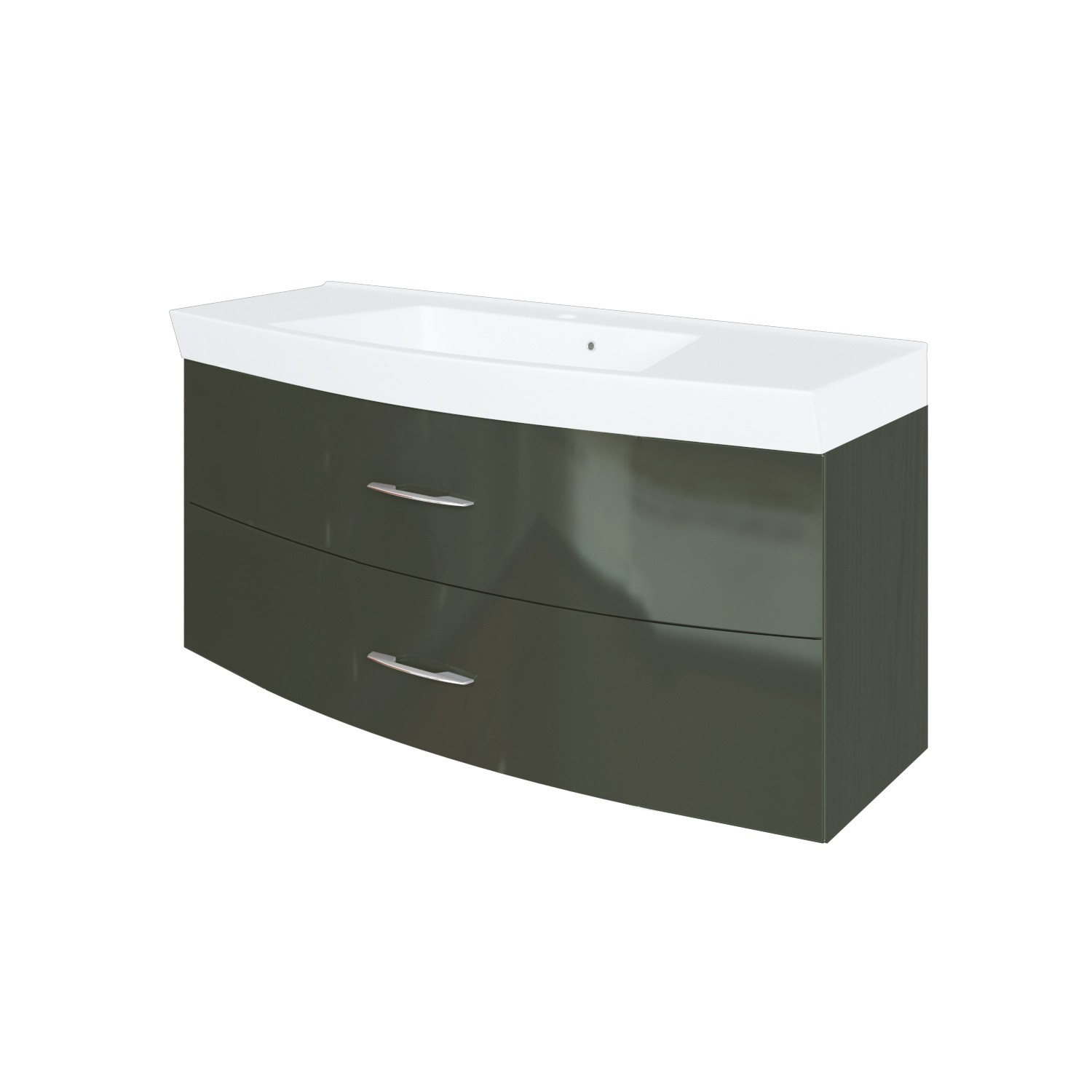 Meuble vasque Florent courbé 120cm 2 tiroirs - graphite/gris brillant - Image 3