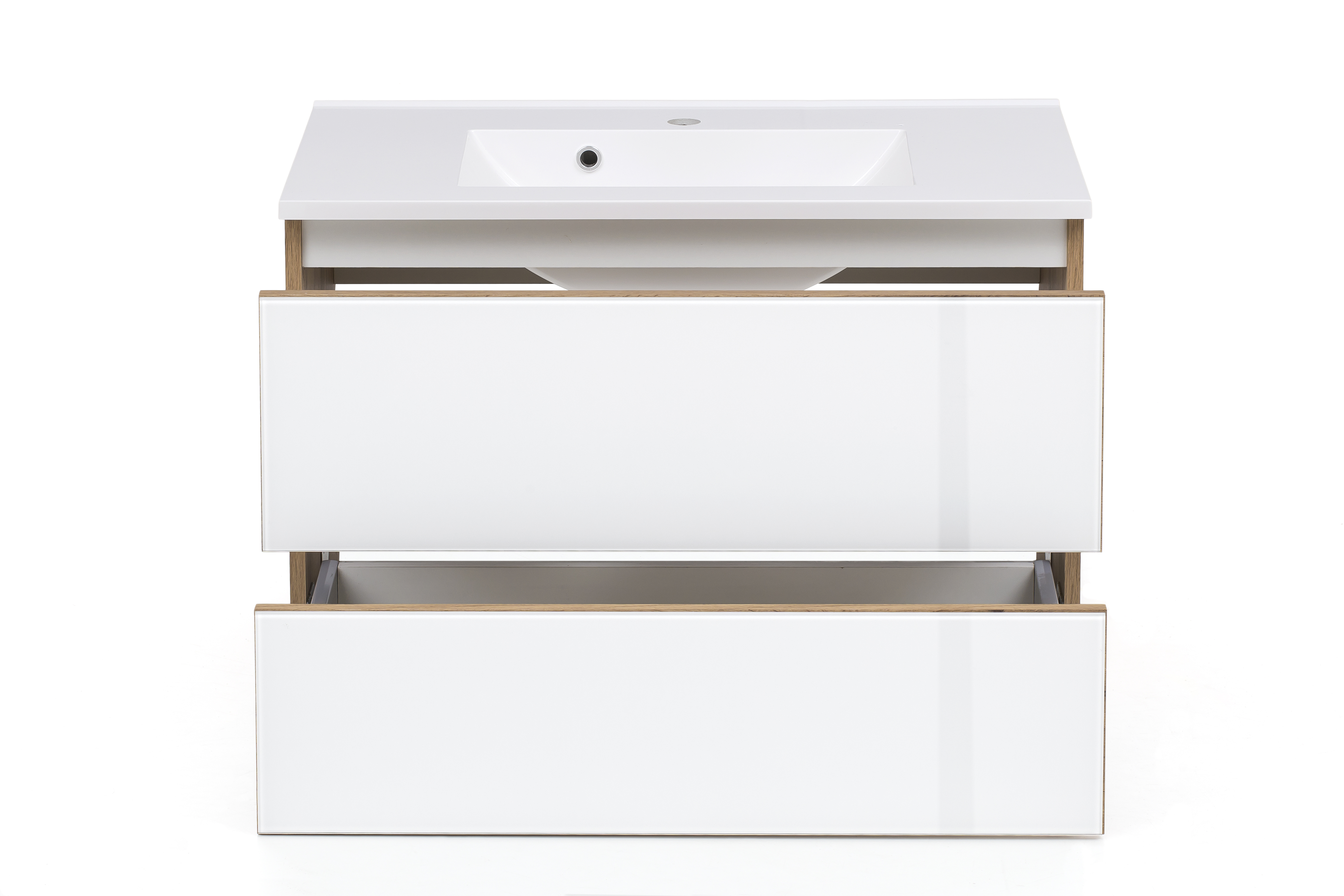 Meuble vasque Helina 80cm avec 2 tiroirs - chêne/blanc - Image 11