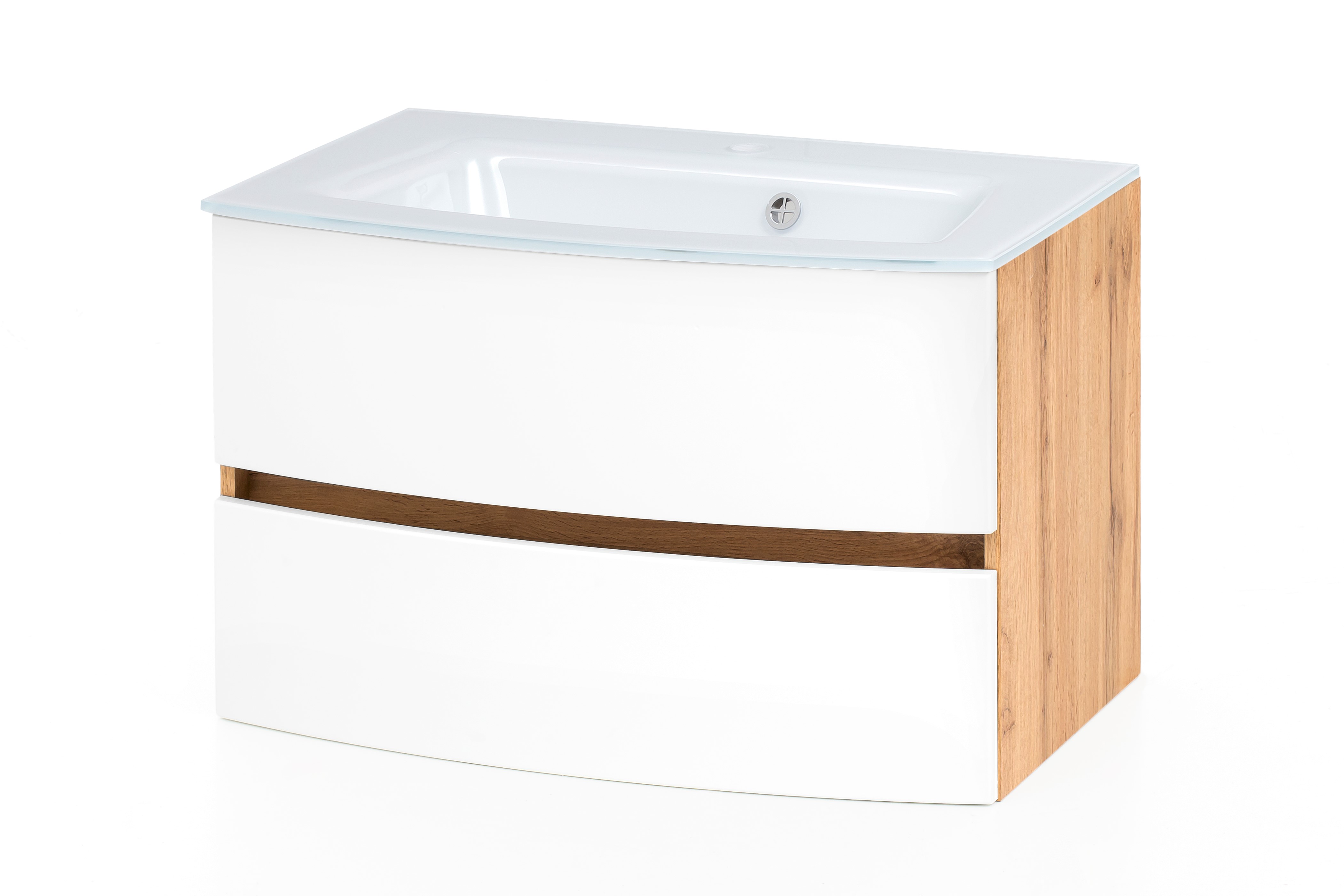Meuble vasque Kornel 80cm avec vasque blanche - chêne/blanc mat - Image 11