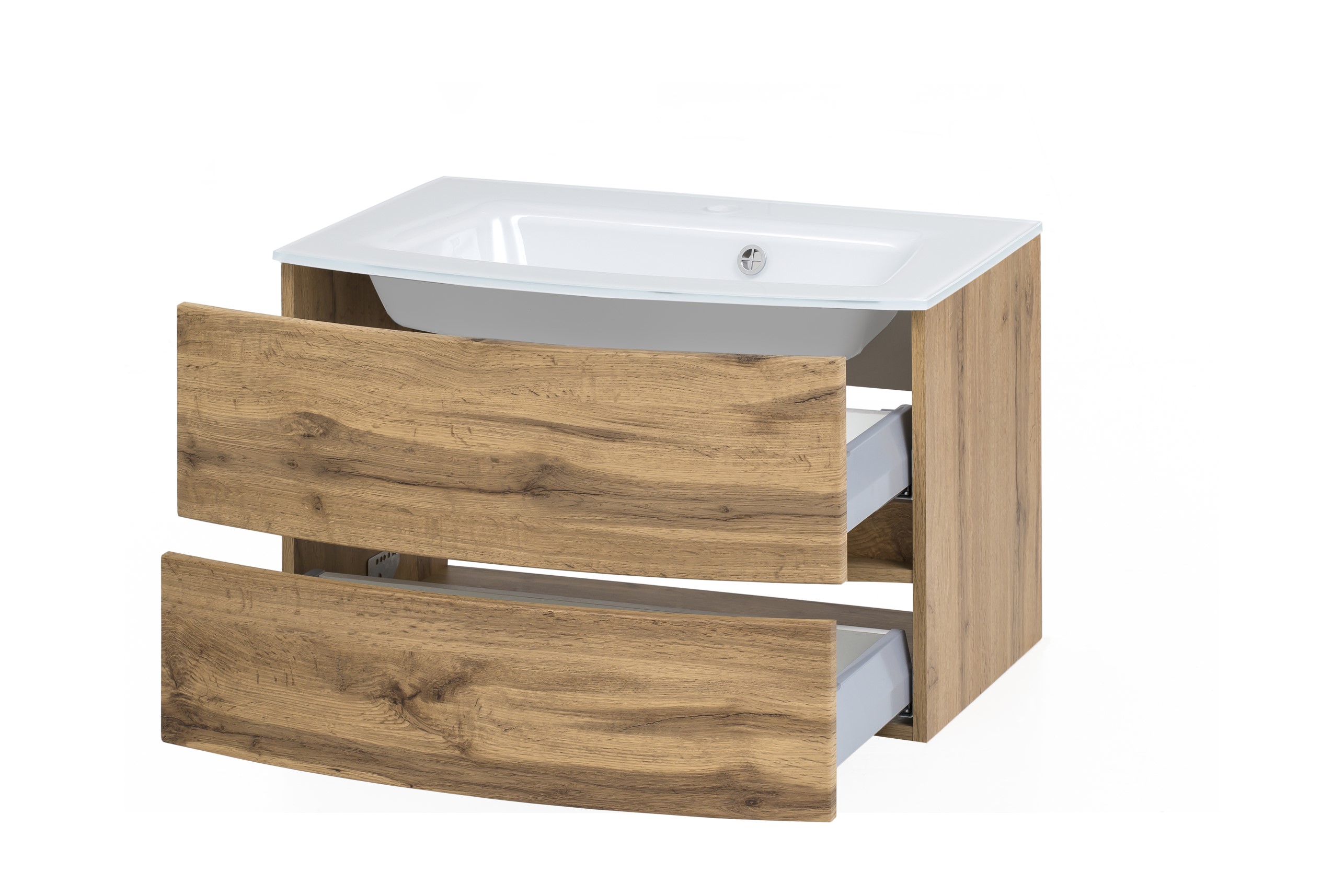 Meuble vasque Kornel 80cm avec vasque blanche - chêne - Image 5