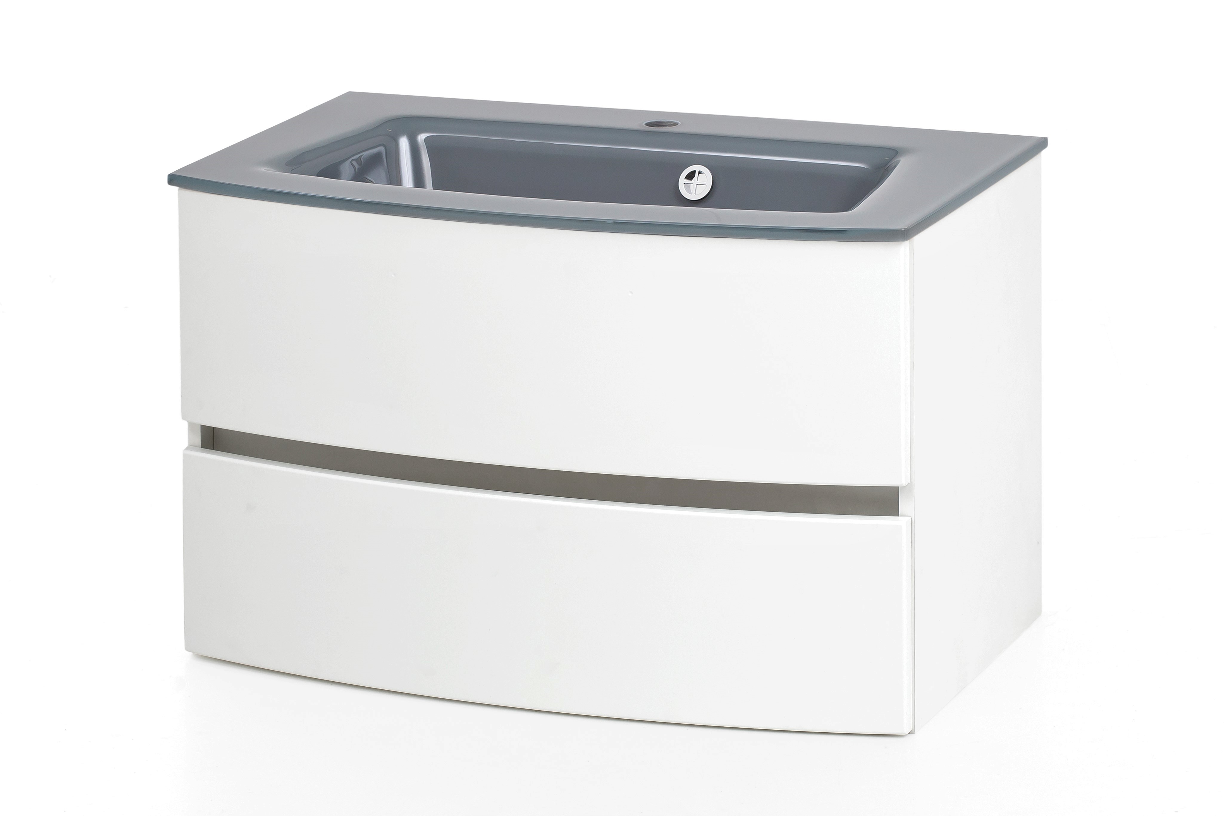 Meuble vasque Kornel 80cm avec vasque grise - blanc - Image 12