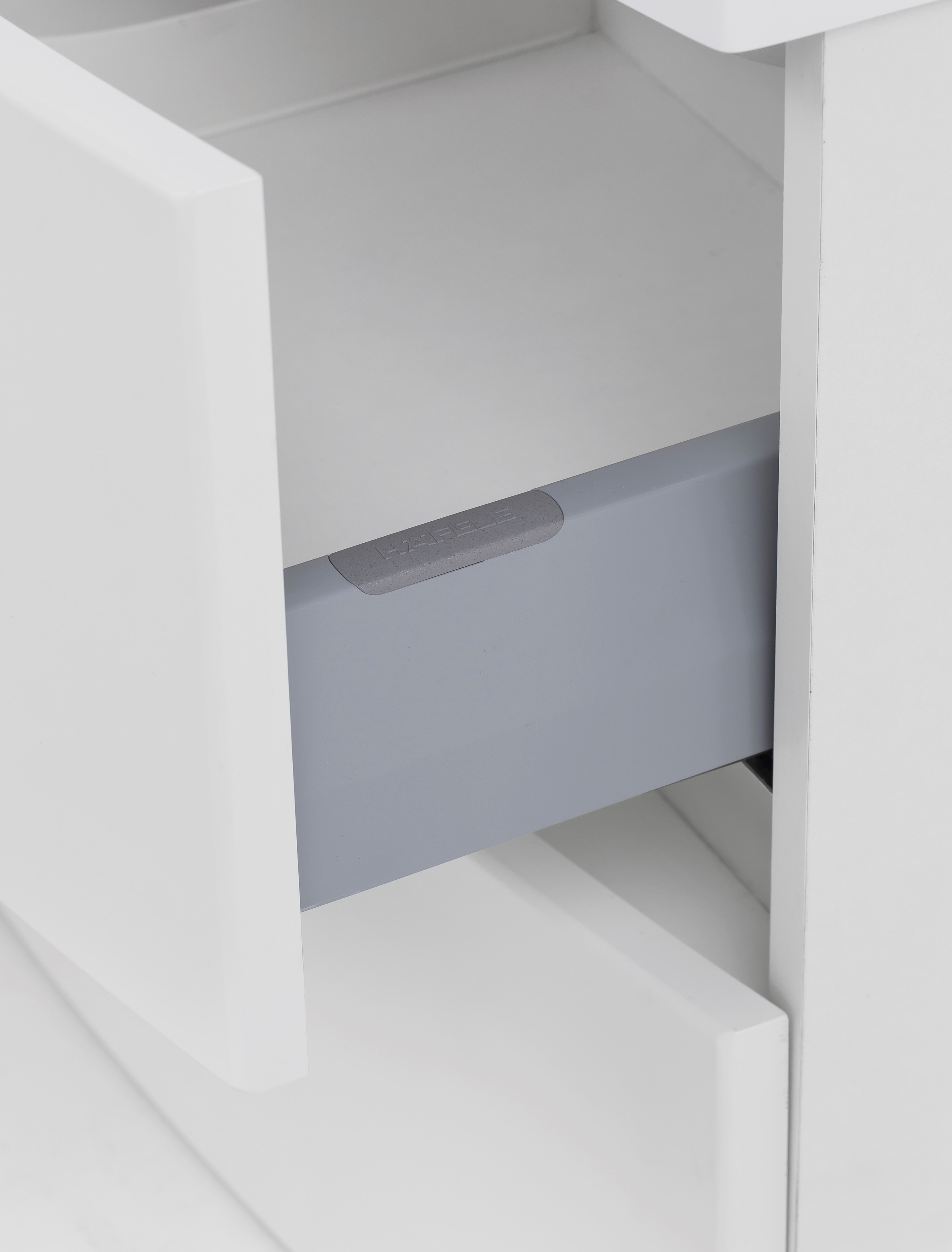 Meuble vasque Kornel 80cm avec vasque grise - blanc - Image 9