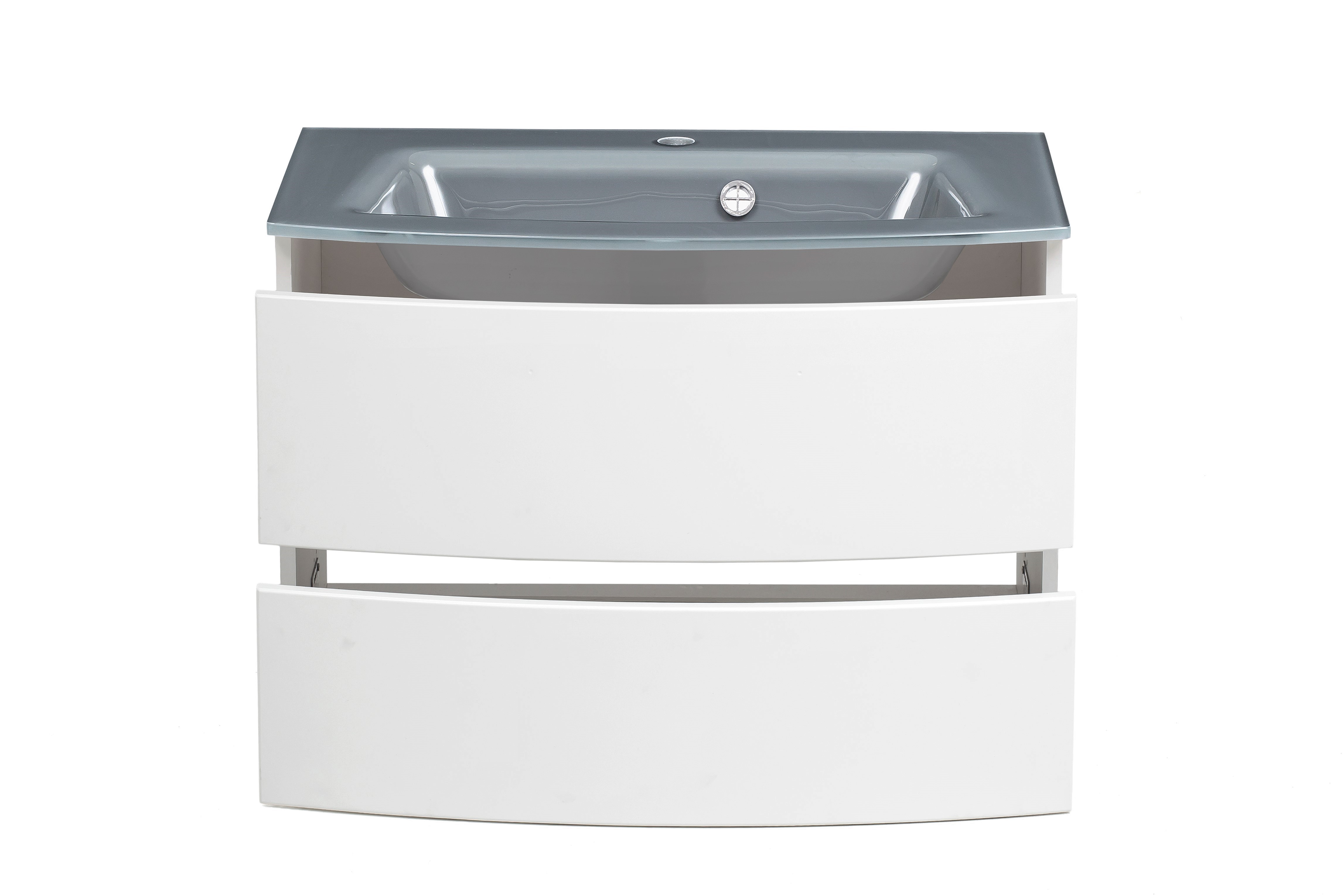 Meuble vasque Kornel 80cm avec vasque grise - blanc - Image 10