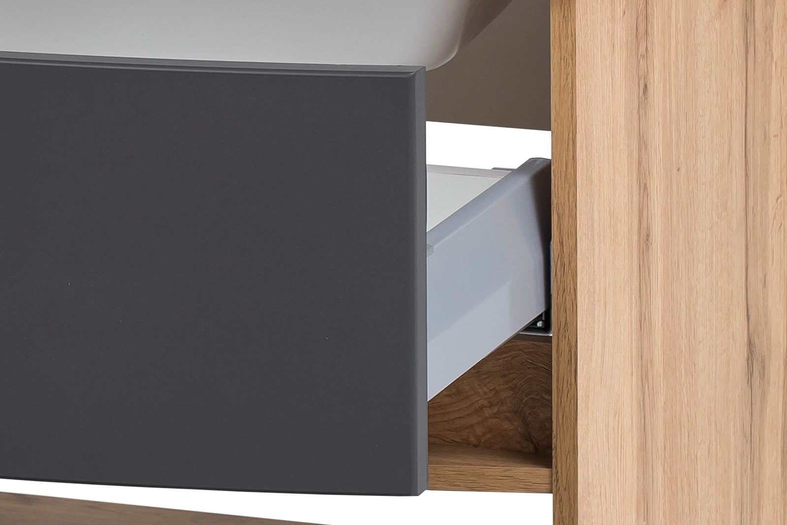 Meuble vasque Kornel 80cm avec vasque grise - chêne/gris mat - Image 5