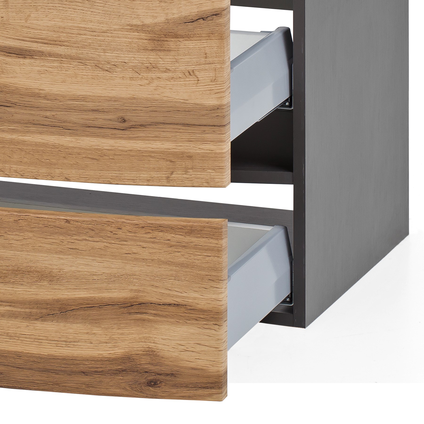 Meuble vasque Kornel 80cm avec vasque grise - gris graphite/chêne - Image 6