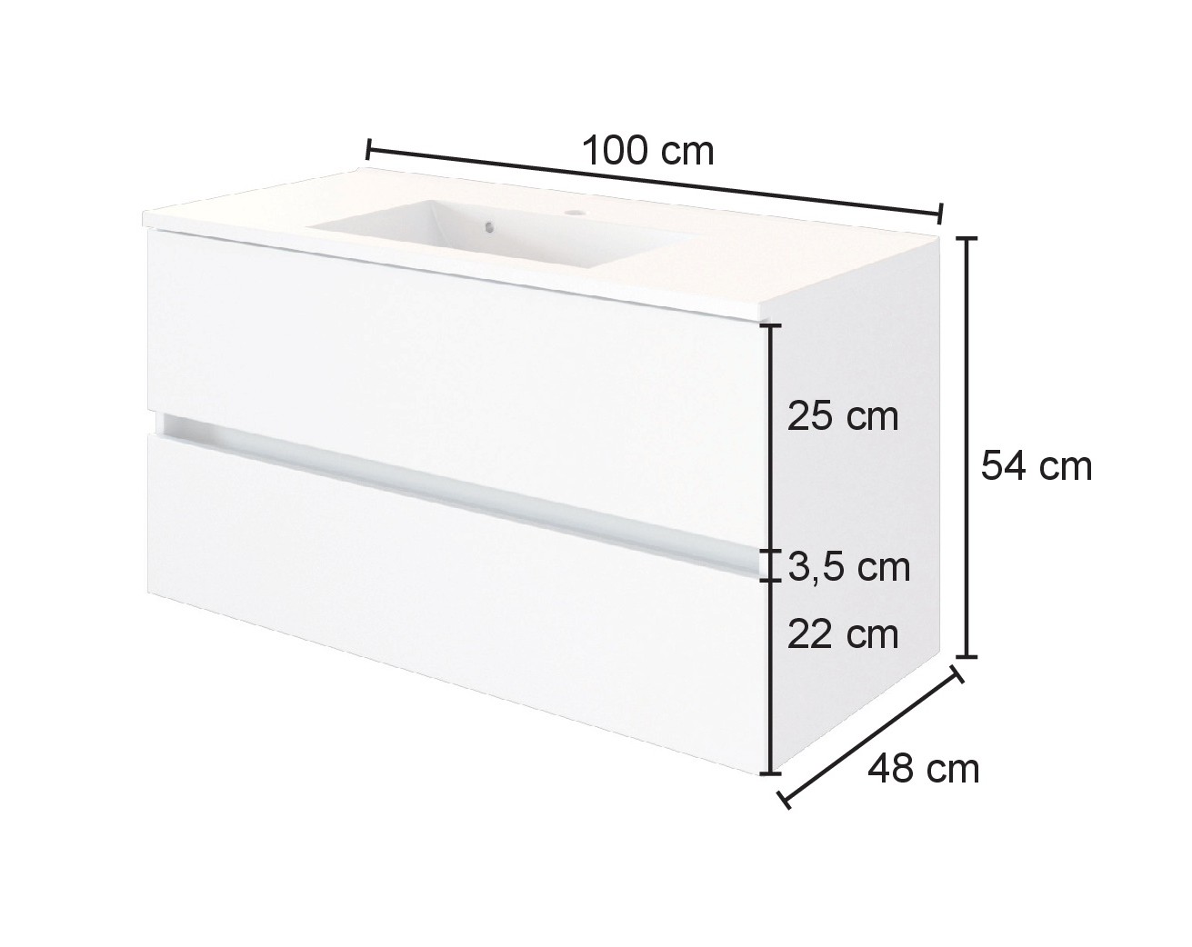 Meuble vasque Luna 100cm 2 tiroirs - chêne/gris - Image 7