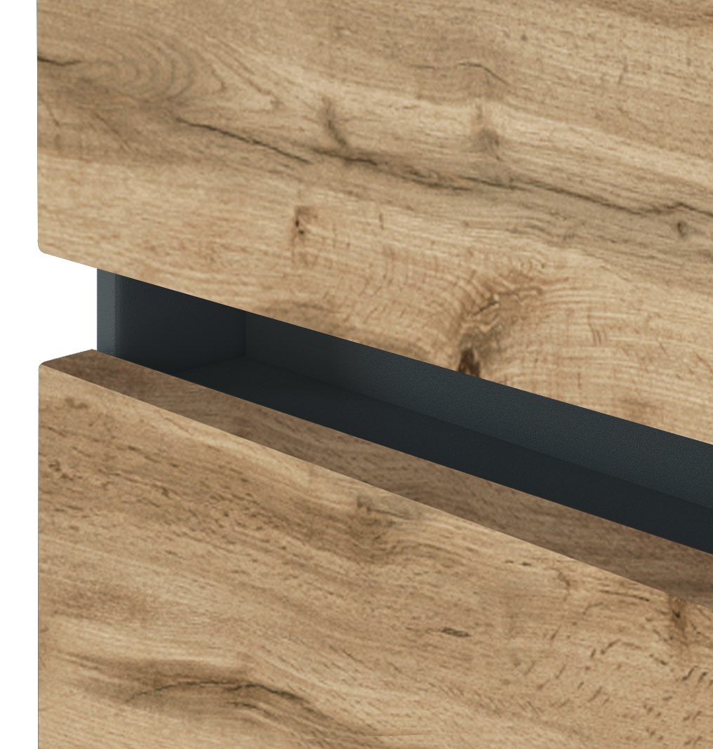 Meuble vasque Luna 80cm 2 tiroirs - graphite/chêne - Image 6