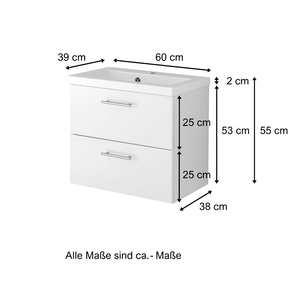Meuble vasque Pollet 60cm 2 tiroirs - blanc - Image 8
