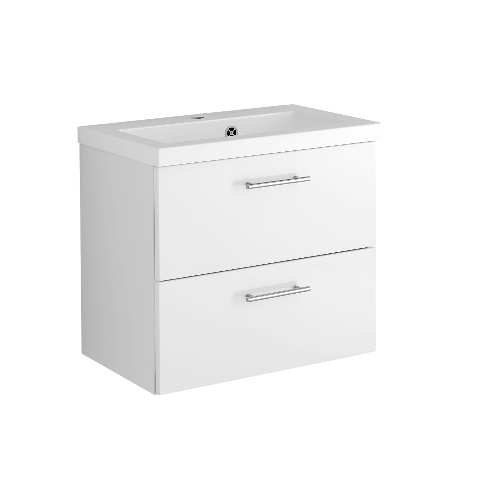 Meuble vasque Pollet 60cm 2 tiroirs - blanc