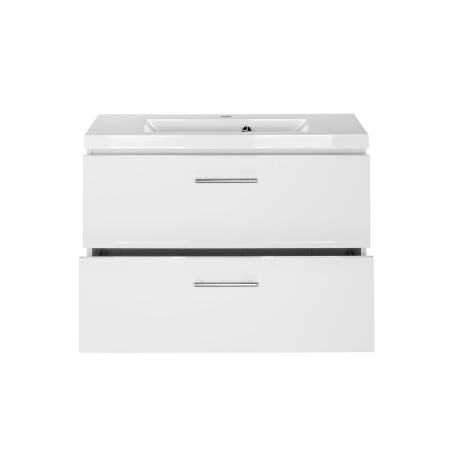 Meuble vasque Pollet 80cm 2 tiroirs - blanc - Image 8