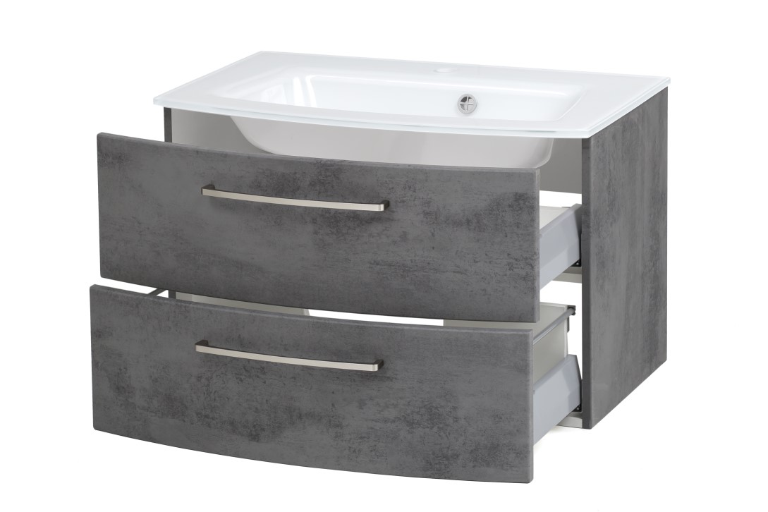 Meuble vasque Stivan 80cm avec vasque blanche - béton - Image 2