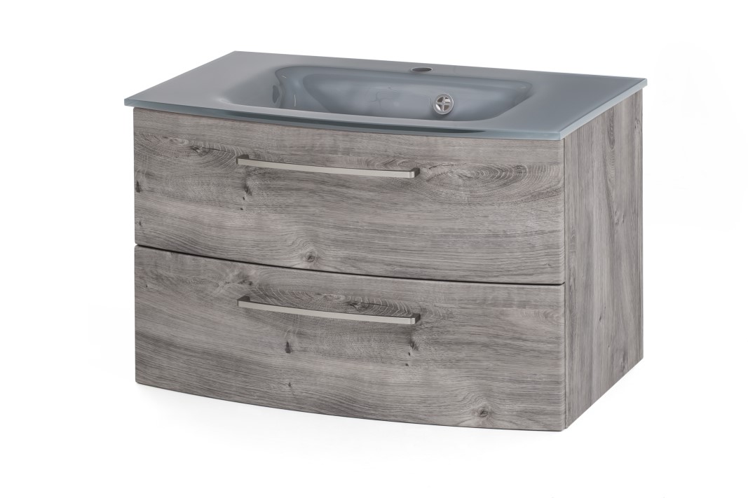 Meuble vasque Stivan 80cm avec vasque grise - chêne gris - Image 4