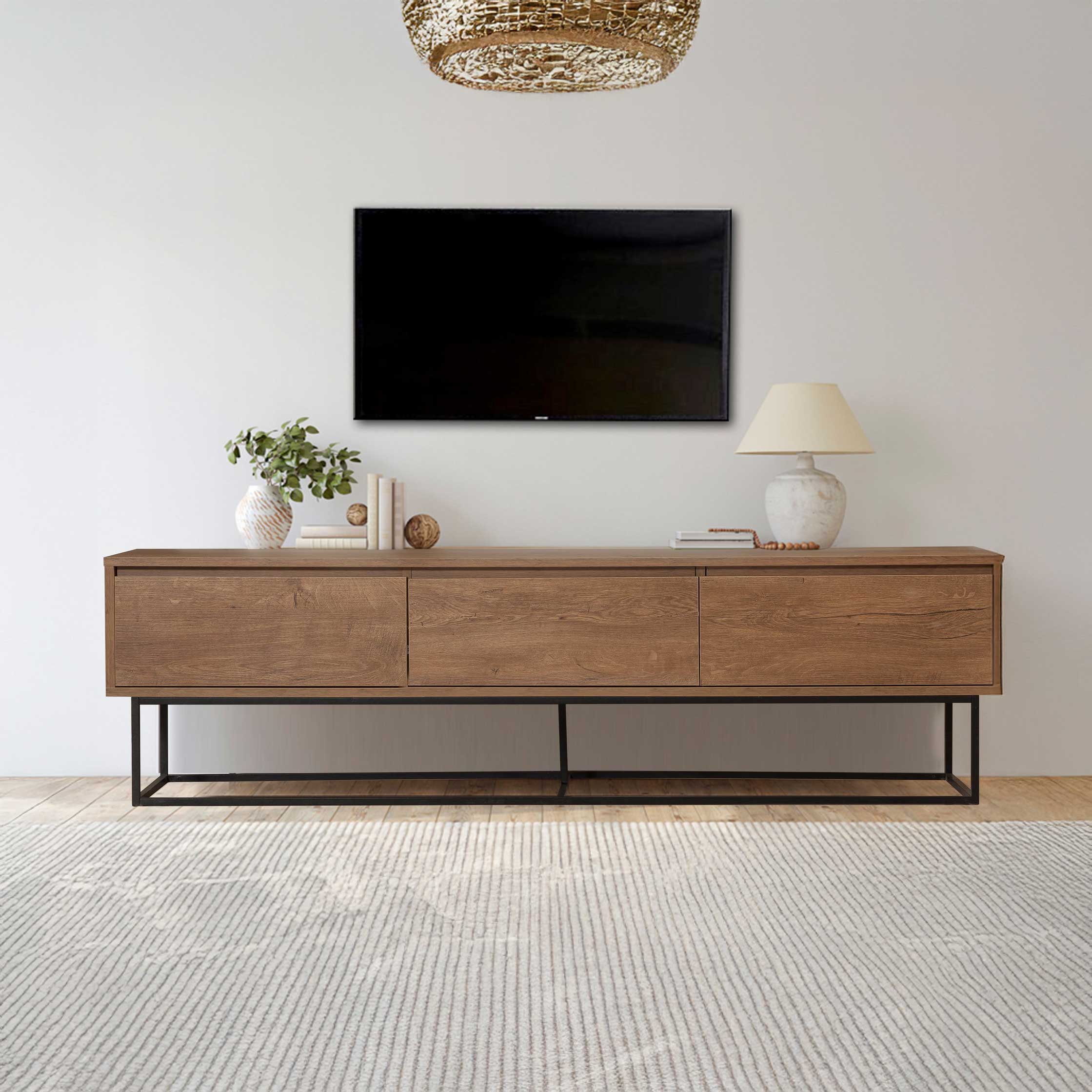 Milo 180 Meuble TV | 100 % MÉLAMINE | Noyer, Noir - Image 6