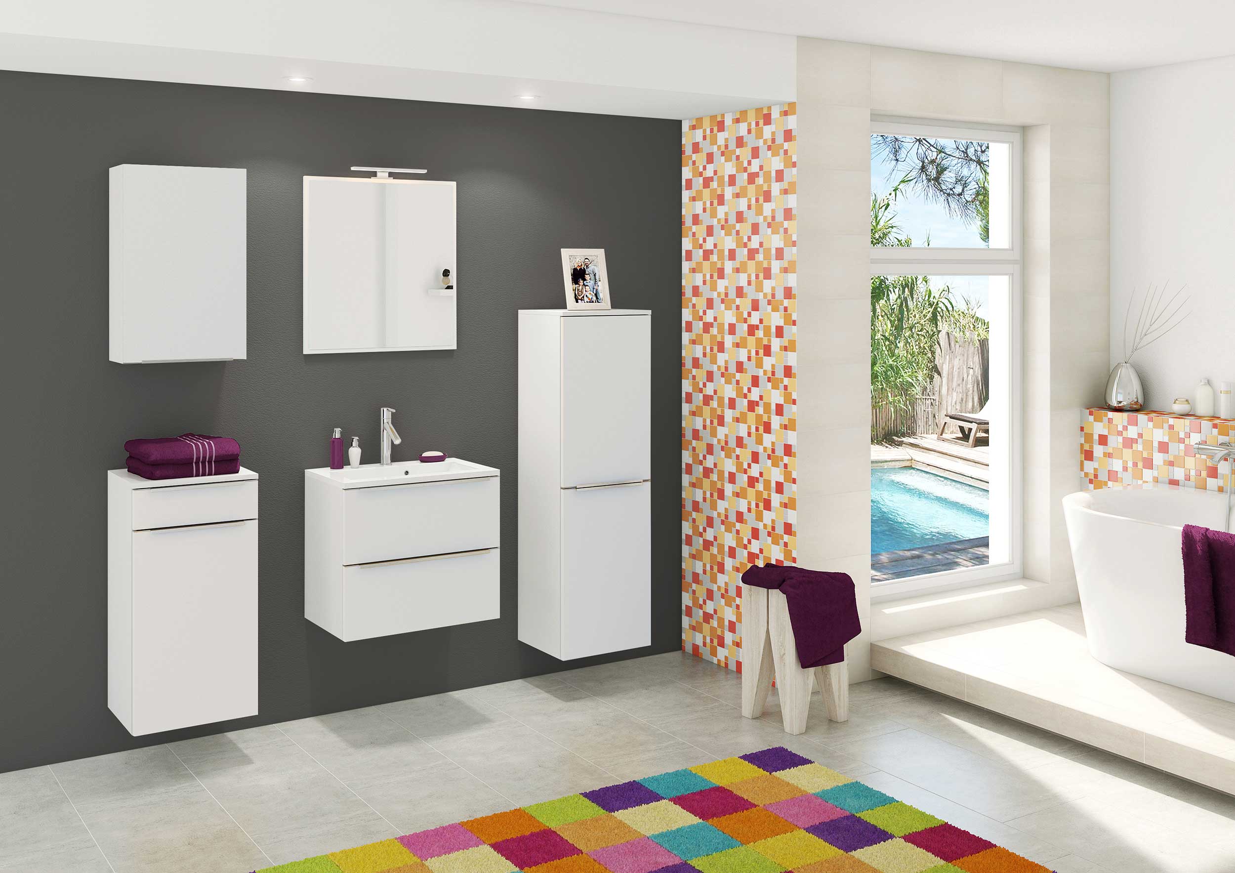 Miroir Hansen 60 cm avec éclairage - blanc - Image 5