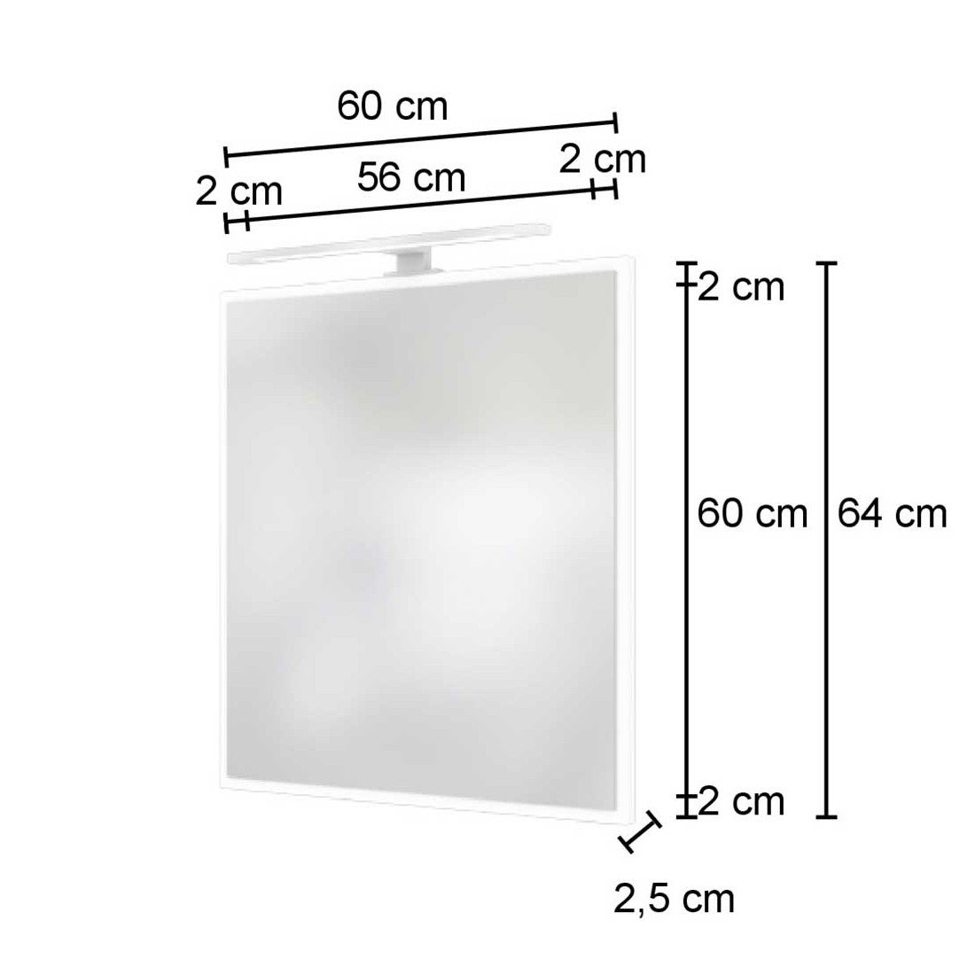 Miroir Lotuk 60cm avec éclairage - chêne gris - Image 2