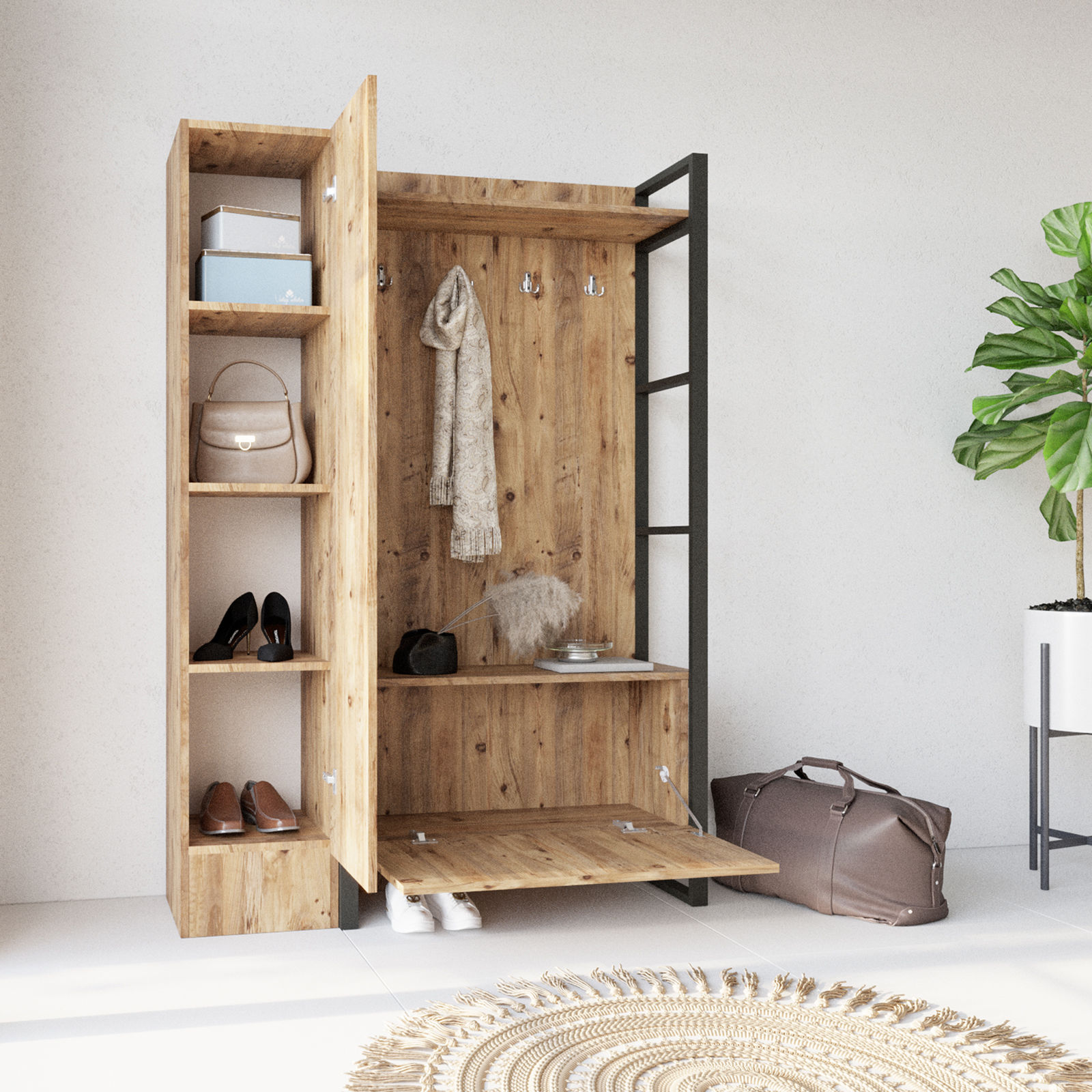 ML16 Meuble d'entrée | 100 % MÉLAMINE | Pin Atlantique - Image 5