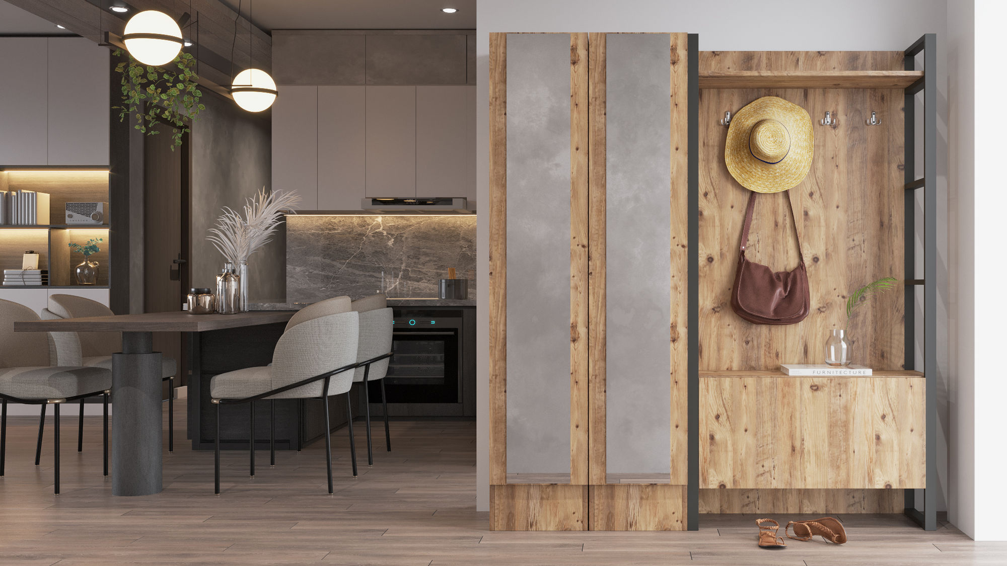 ML18 Meuble d'entrée | 100 % MÉLAMINE | Pin Atlantique - Image 5