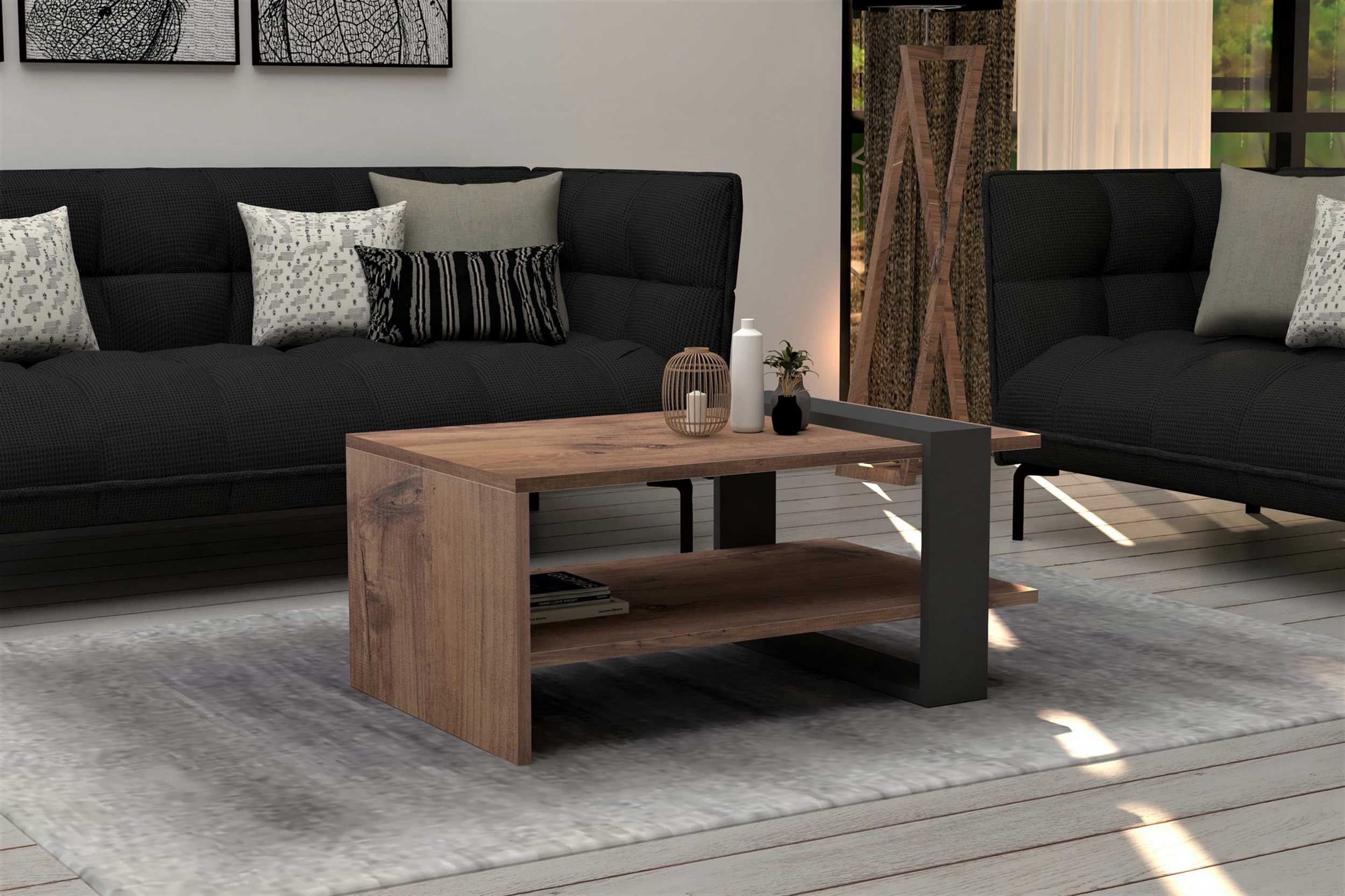 Ova Table basse | 100 % MÉLAMINÉ | Chêne, Anthracite - Image 5