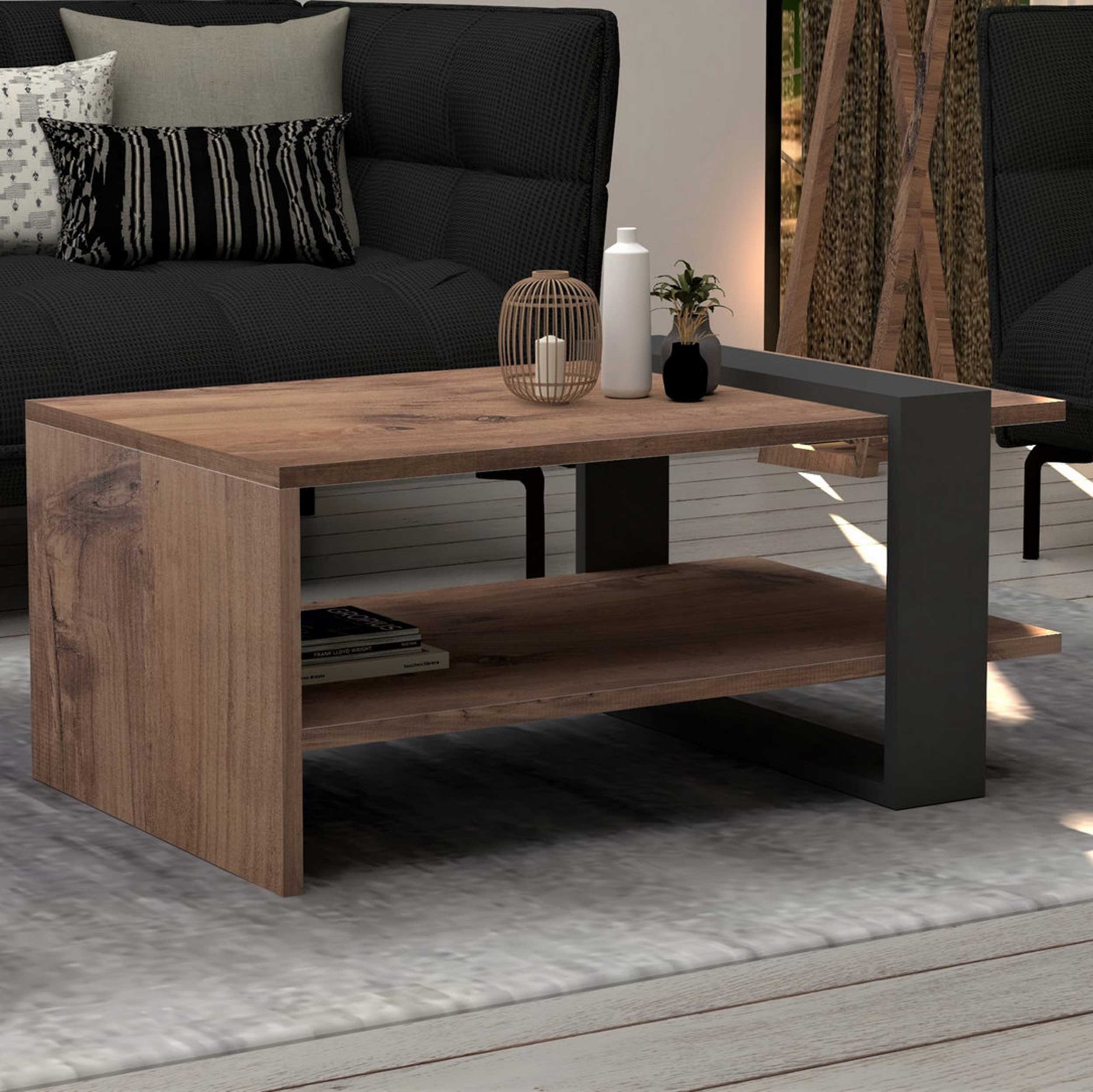 Ova Table basse | 100 % MÉLAMINÉ | Chêne, Anthracite