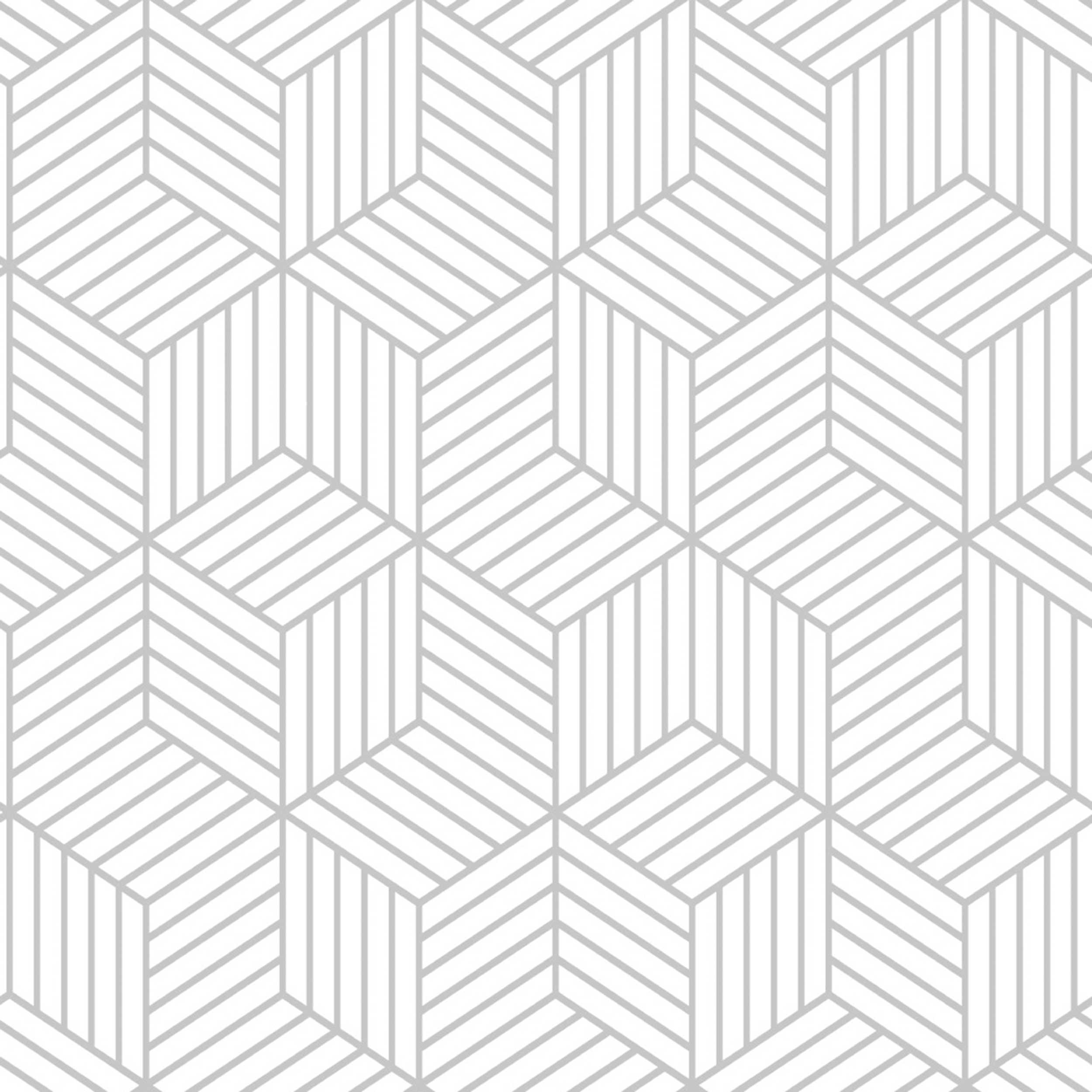 Papier peint adhésif Striped Hexagon - blanc/gris - Image 2