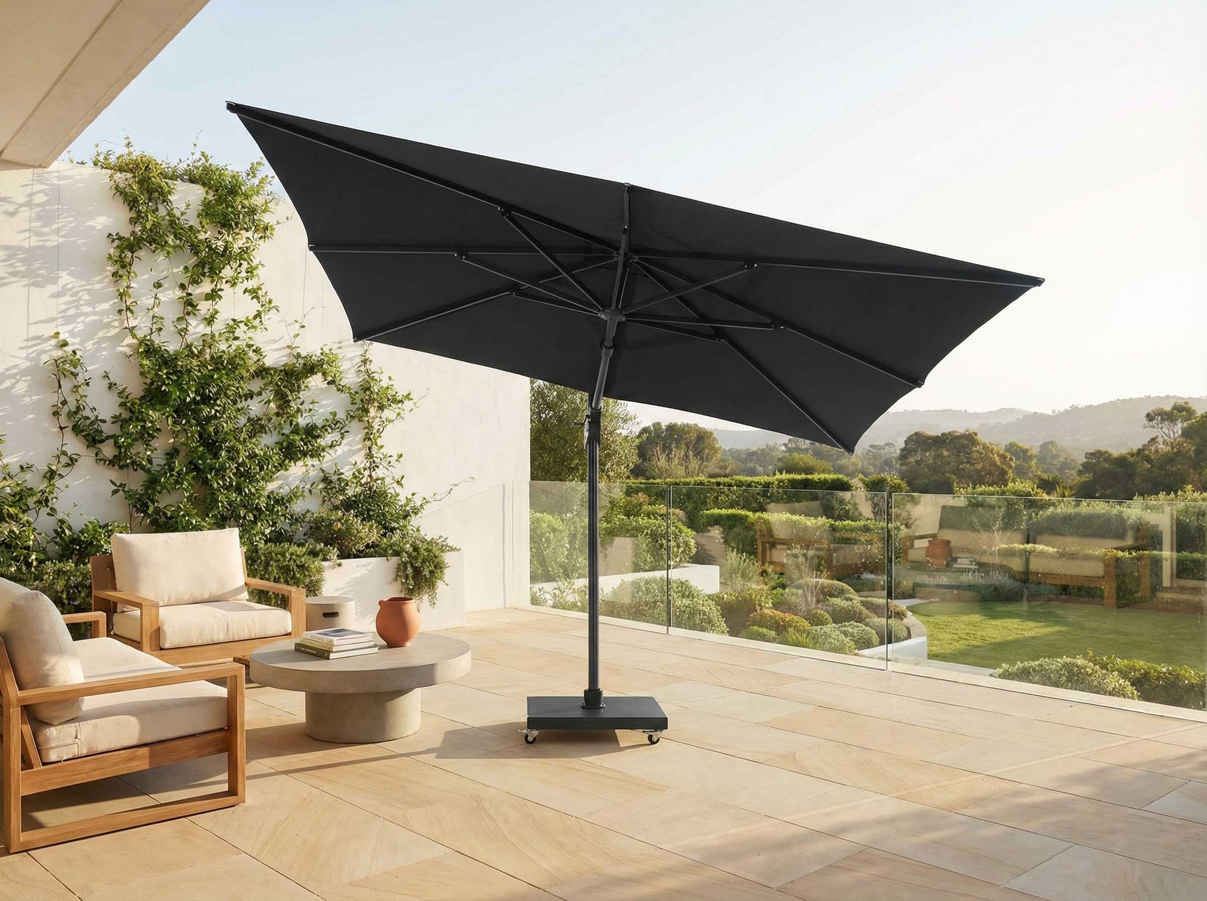 Parasol Tampa 300cm avec base - noir/taupe - Image 5