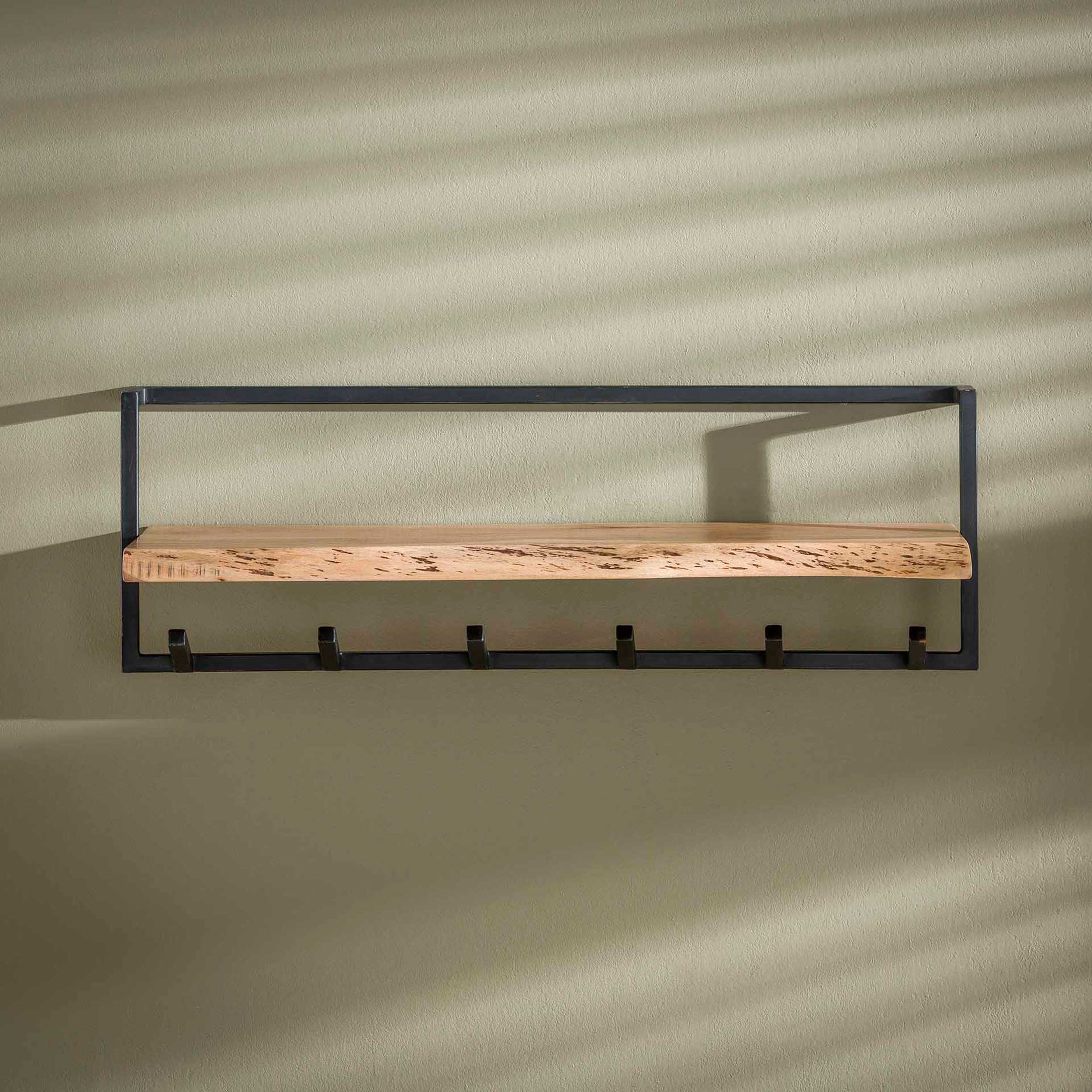 Patère Edge 6 crochets avec porte-chapeau - acacia - Image 2