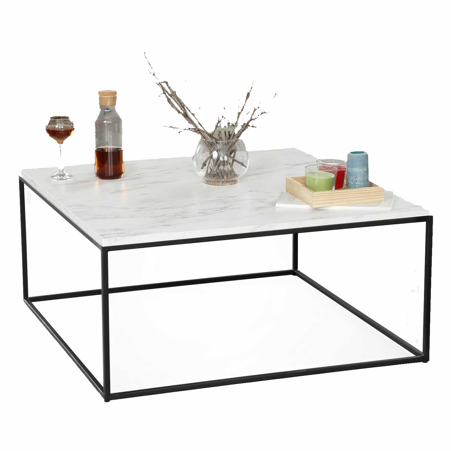 Poly Table basse | 100 % MÉLAMINE | Blanc, Noir - Image 3