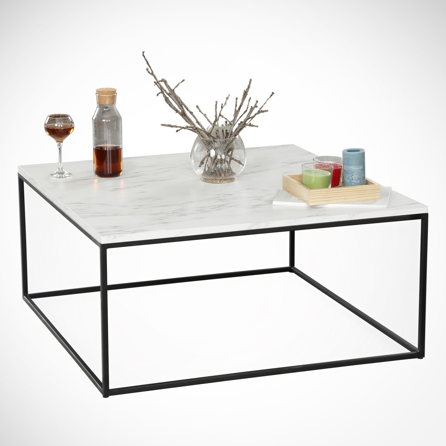 Poly Table basse | 100 % MÉLAMINE | Blanc, Noir - Image 6
