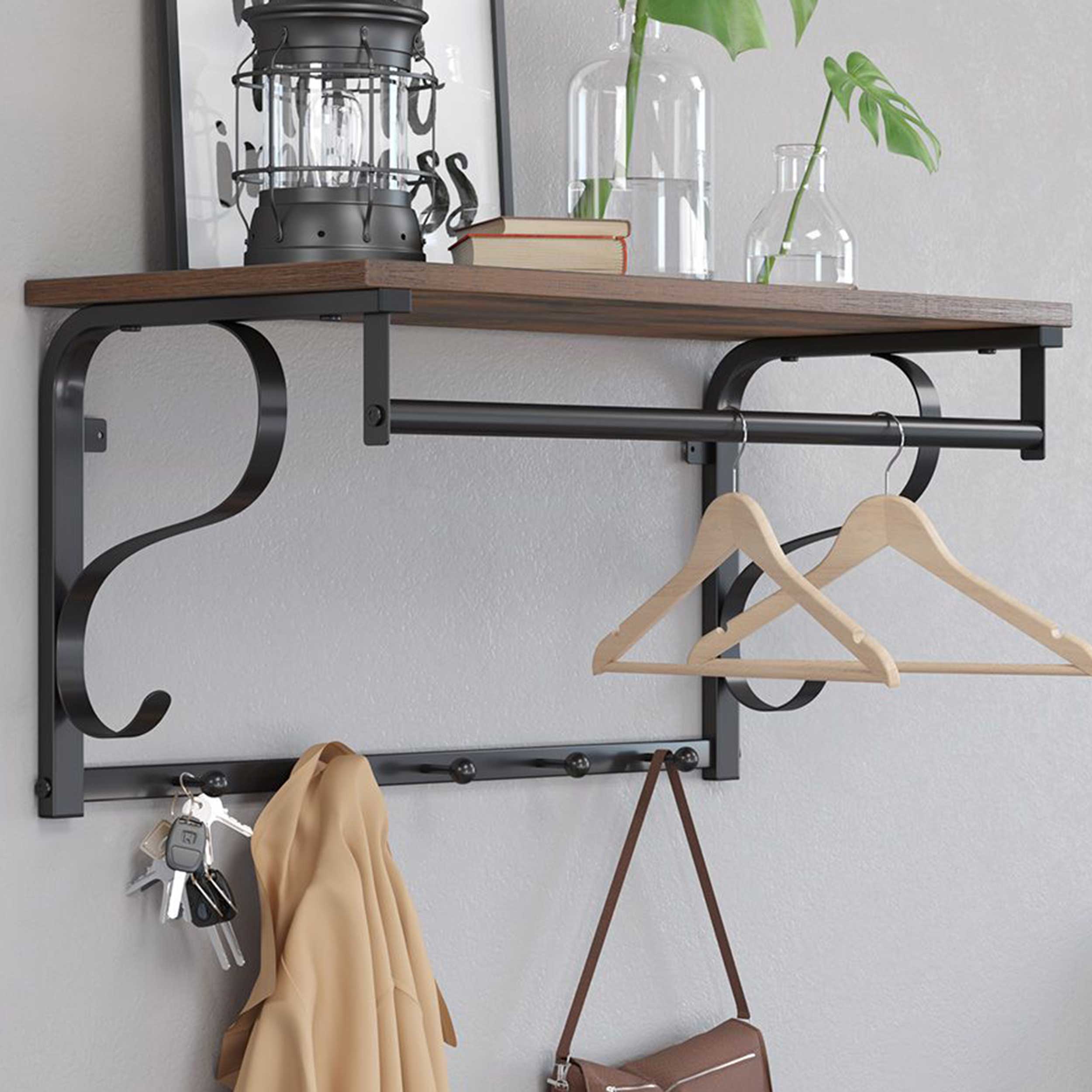 Portemanteau mural Aline - brun/noir