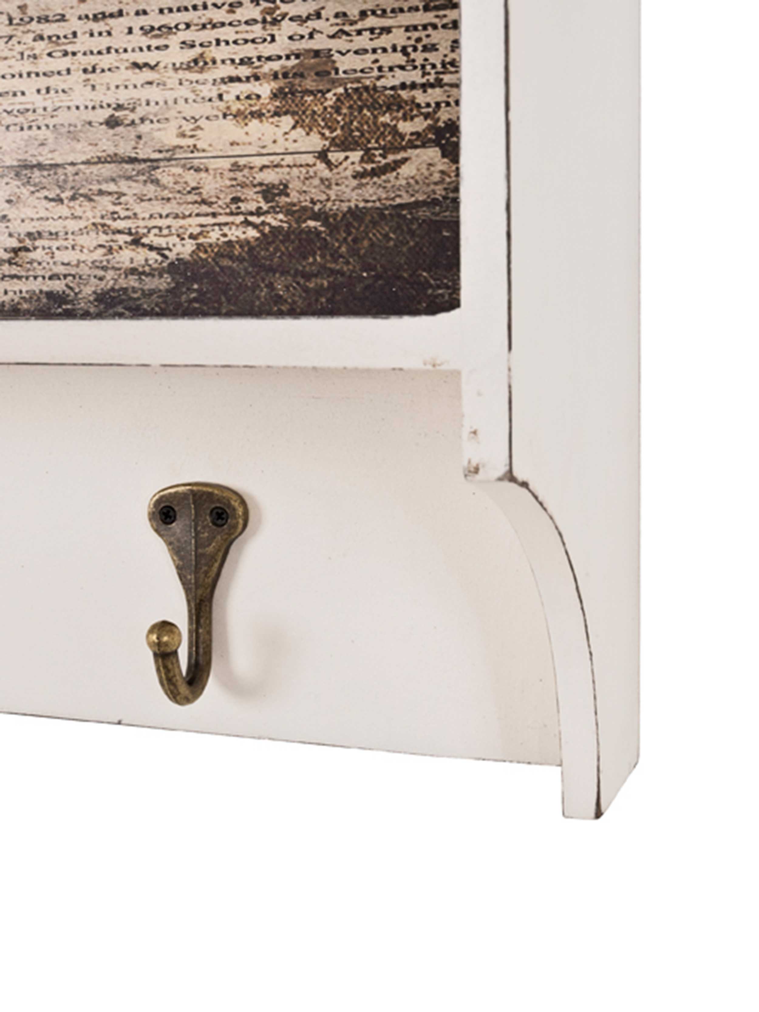 Portemanteau mural Raiden 76cm, 4 crochets - blanc/brun - Image 4