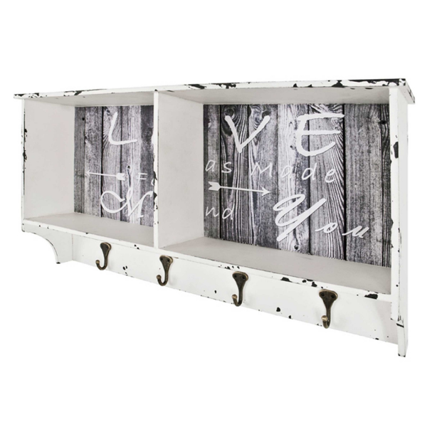 Portemanteau mural Raiden 76cm, 4 crochets - blanc/gris - Image 1