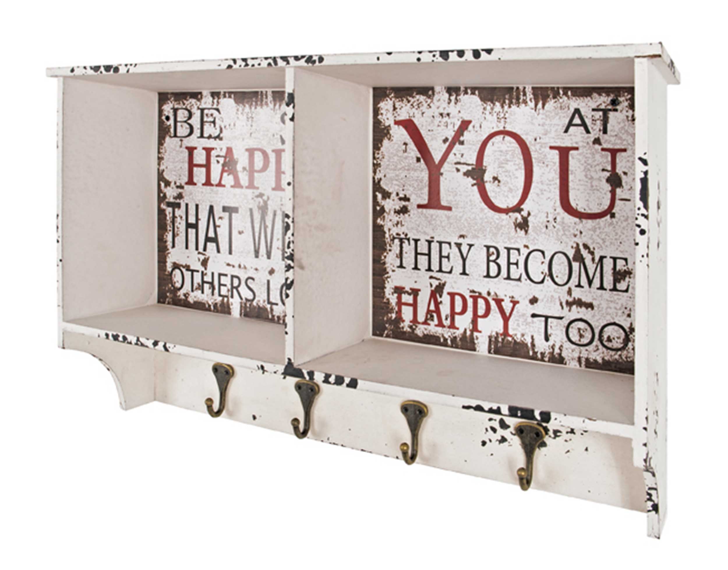 Portemanteau mural Raiden 76cm, 4 crochets - blanc/rouge - Image 4