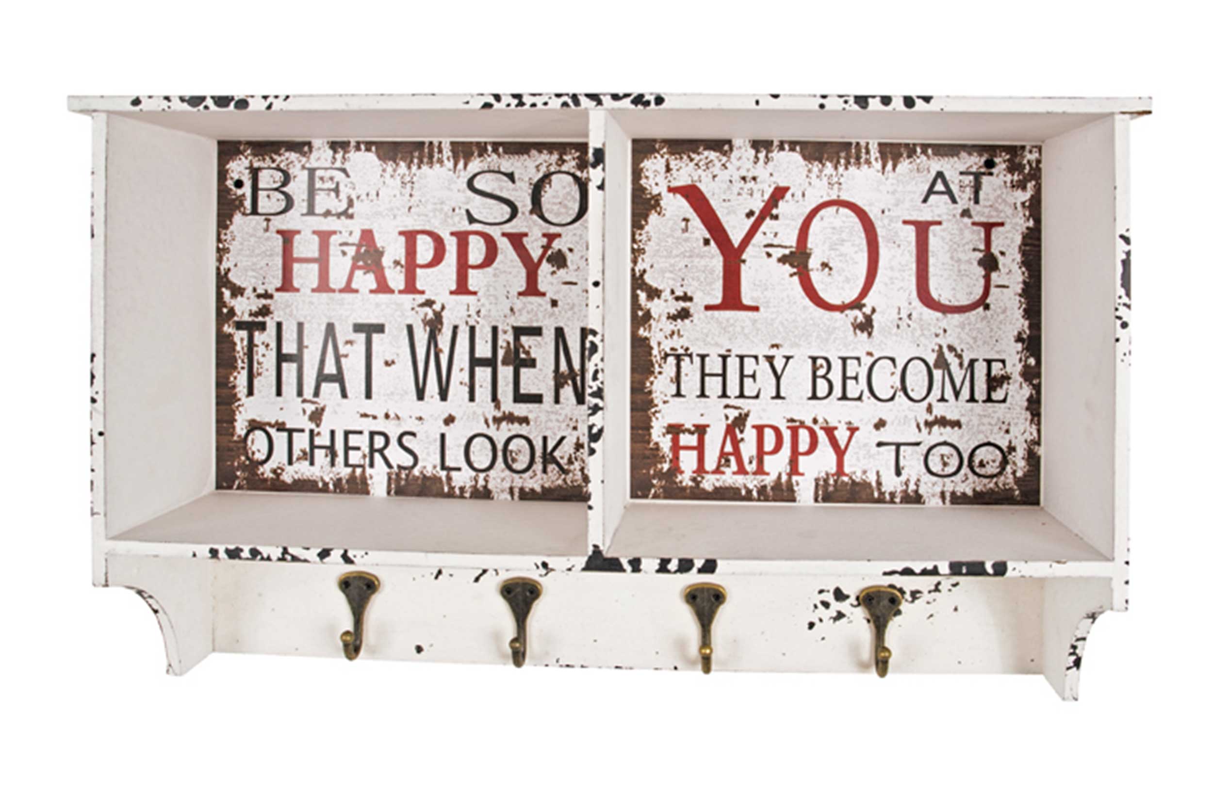 Portemanteau mural Raiden 76cm, 4 crochets - blanc/rouge - Image 5