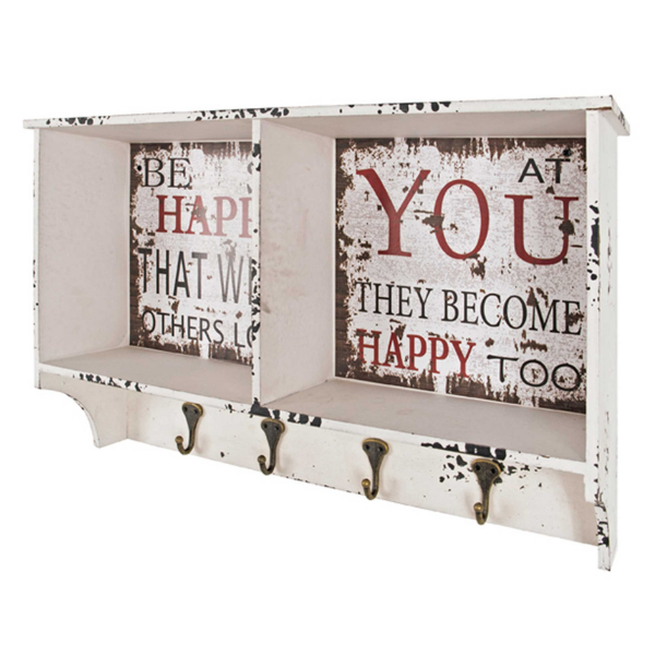 Portemanteau mural Raiden 76cm, 4 crochets - blanc/rouge - Image 1