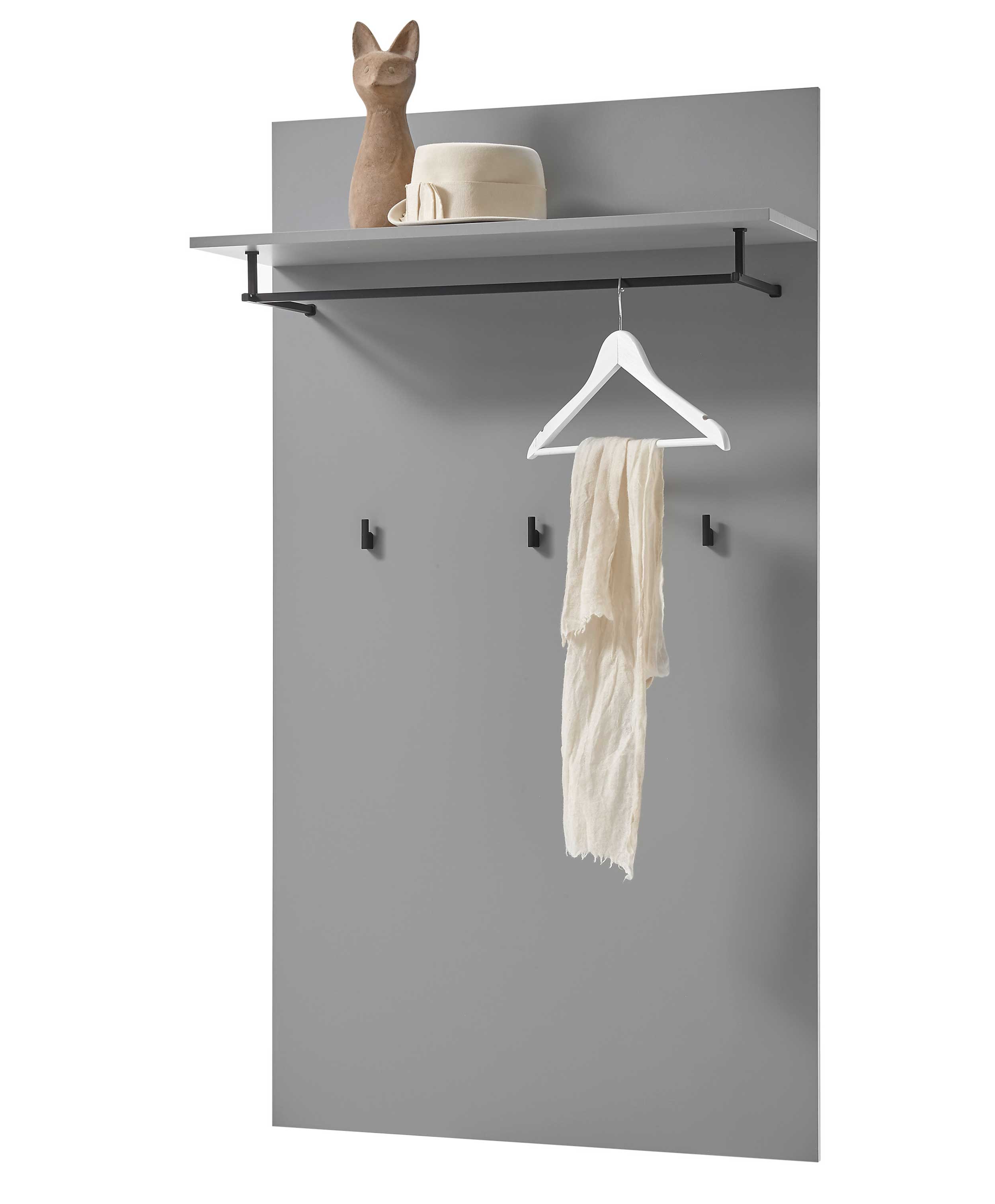 Portemanteau Seta 3 crochets avec porte-chapeau et tringle - gris brillant - Image 2