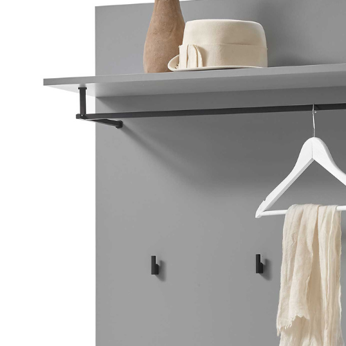 Portemanteau Seta 3 crochets avec porte-chapeau et tringle - gris brillant - Image 3