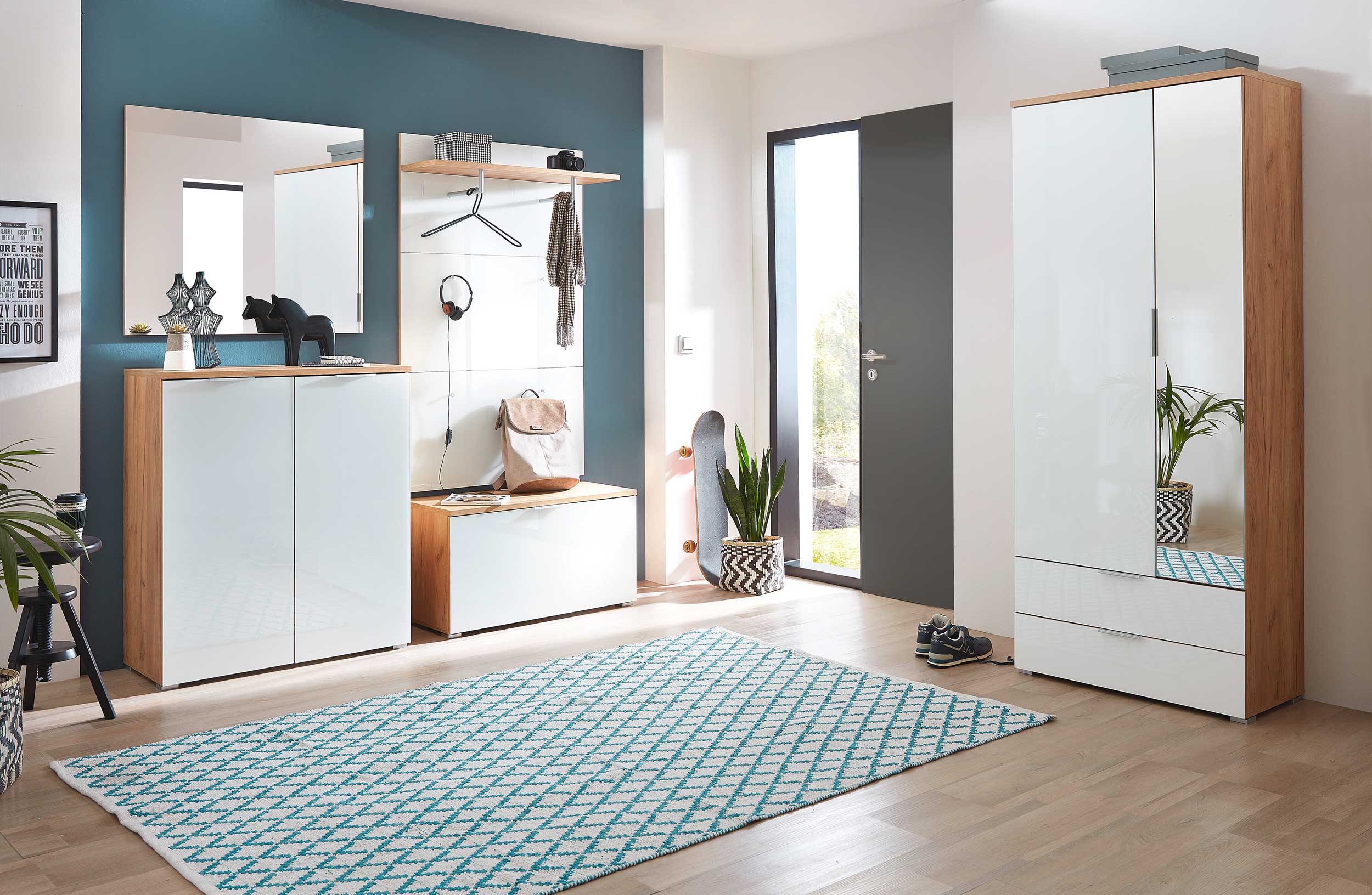 Portemanteau Tille H144 x L89cm - blanc/chêne - Image 2