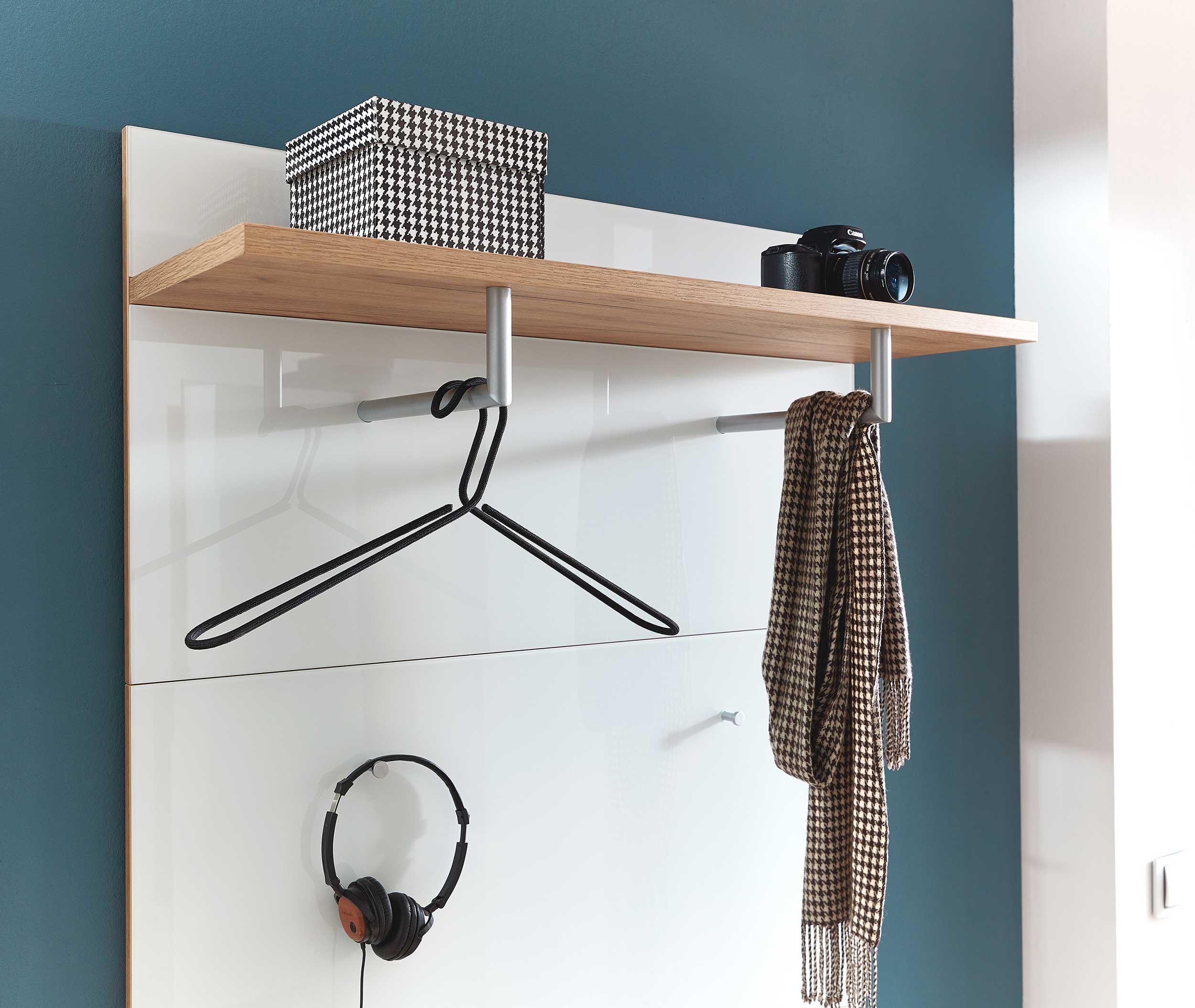 Portemanteau Tille H144 x L89cm - blanc/chêne - Image 5