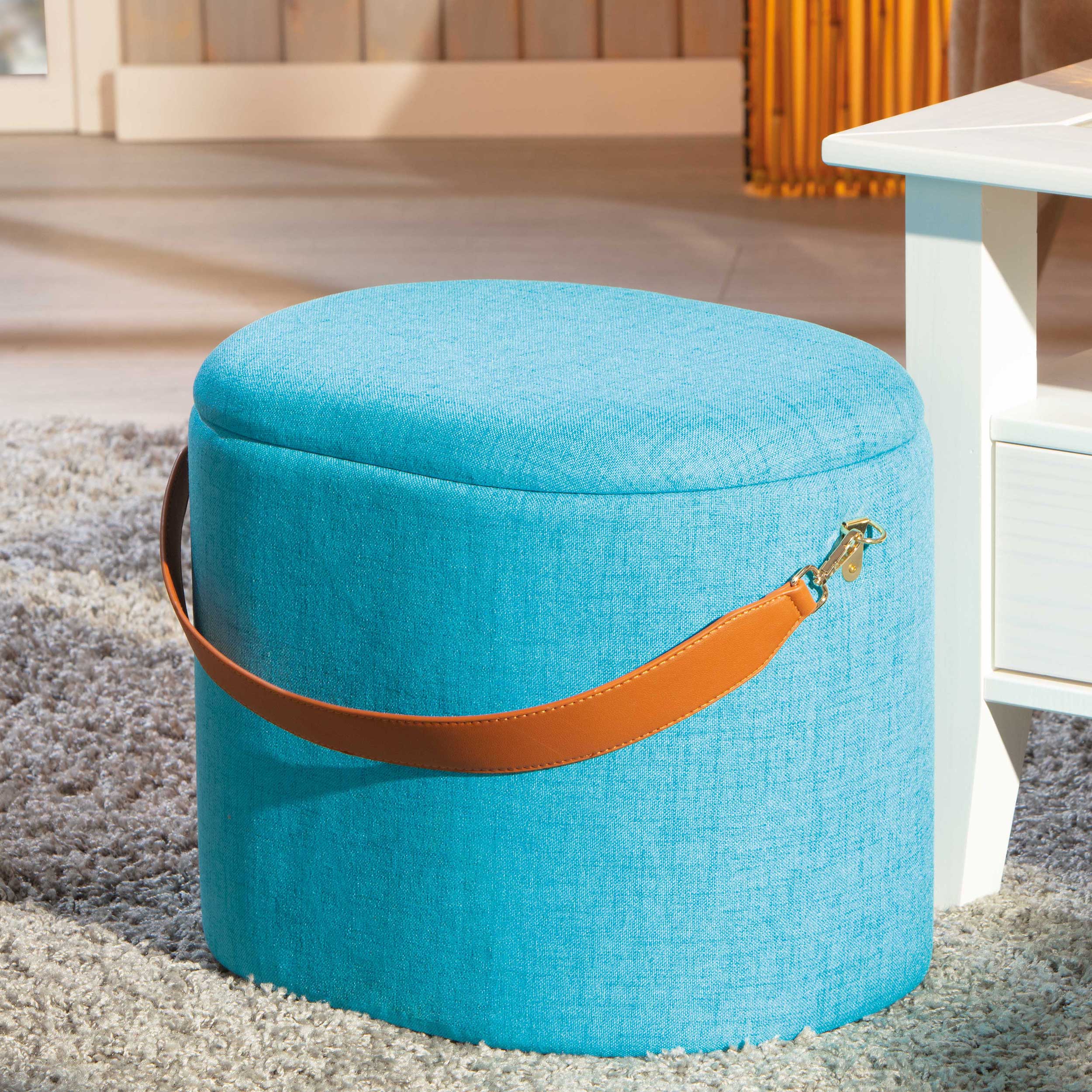 Pouf Dilia avec rangement - bleu